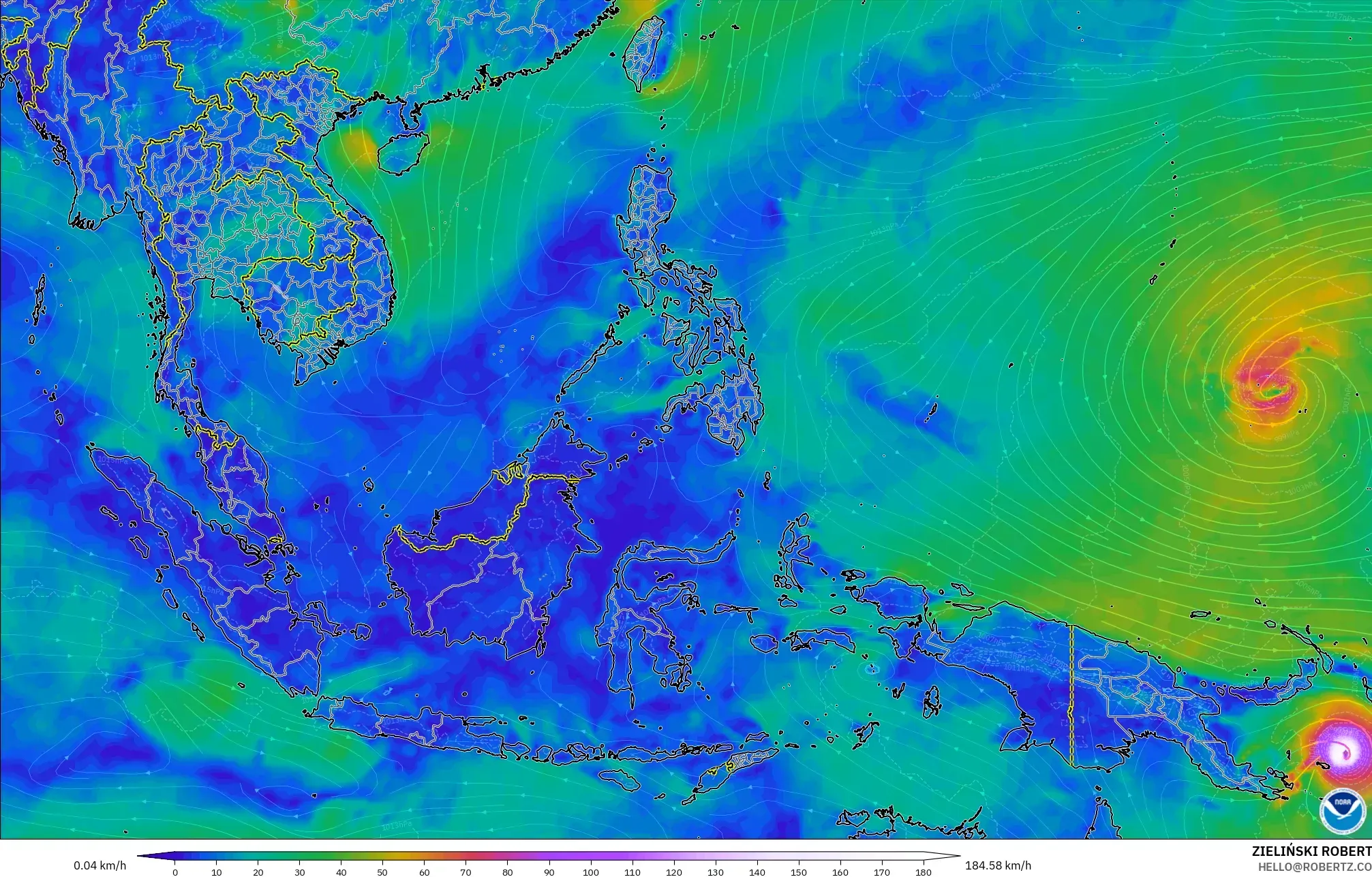 GFS model - Asia Tenggara, Angin 10 m