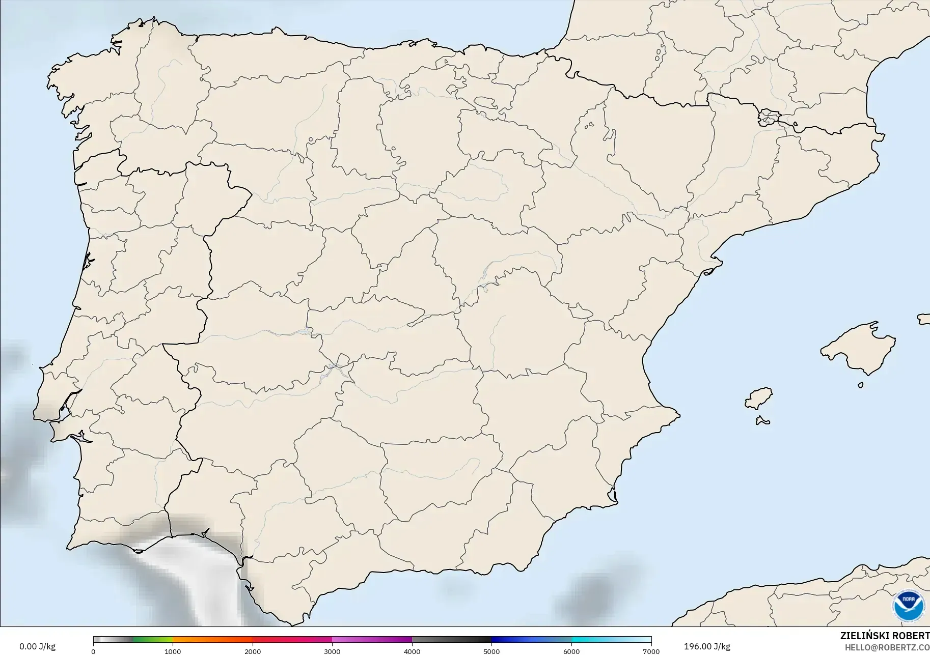 GFS modelo - Spain, CAPE