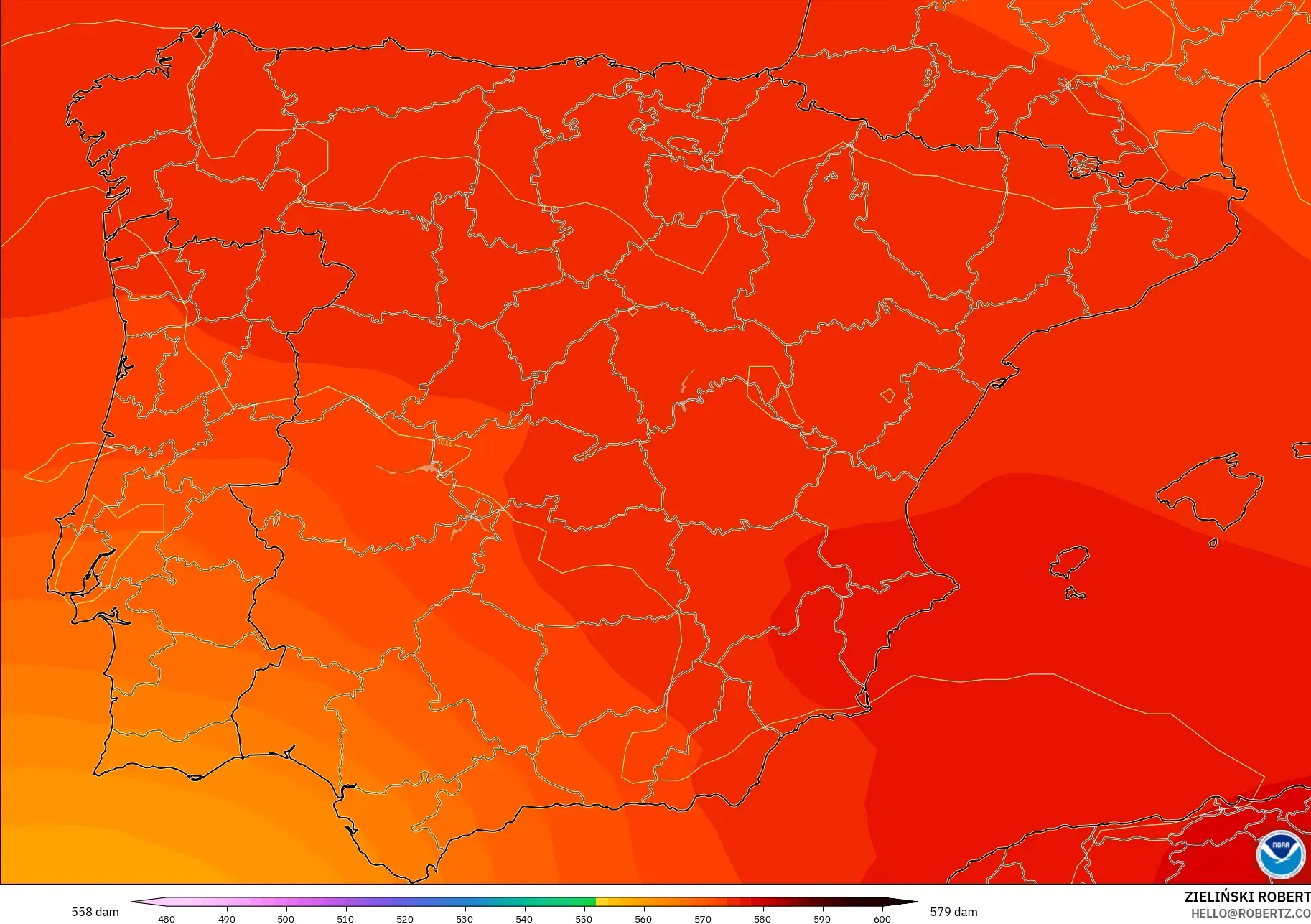 GFS model - Sepanyol, Ketinggian geopotensial pada 500 hPa