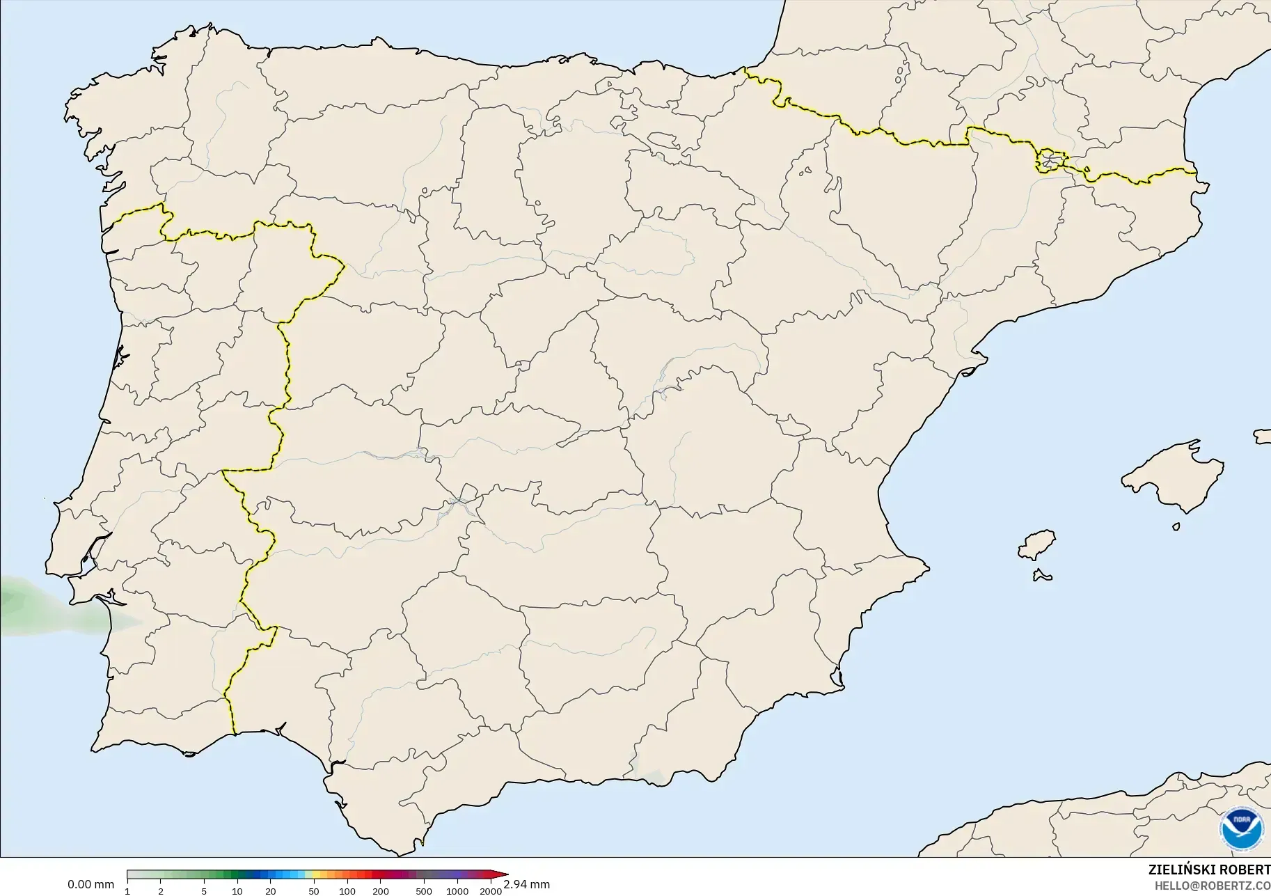 GFS model - Sepanyol, Pengumpulan Hujan