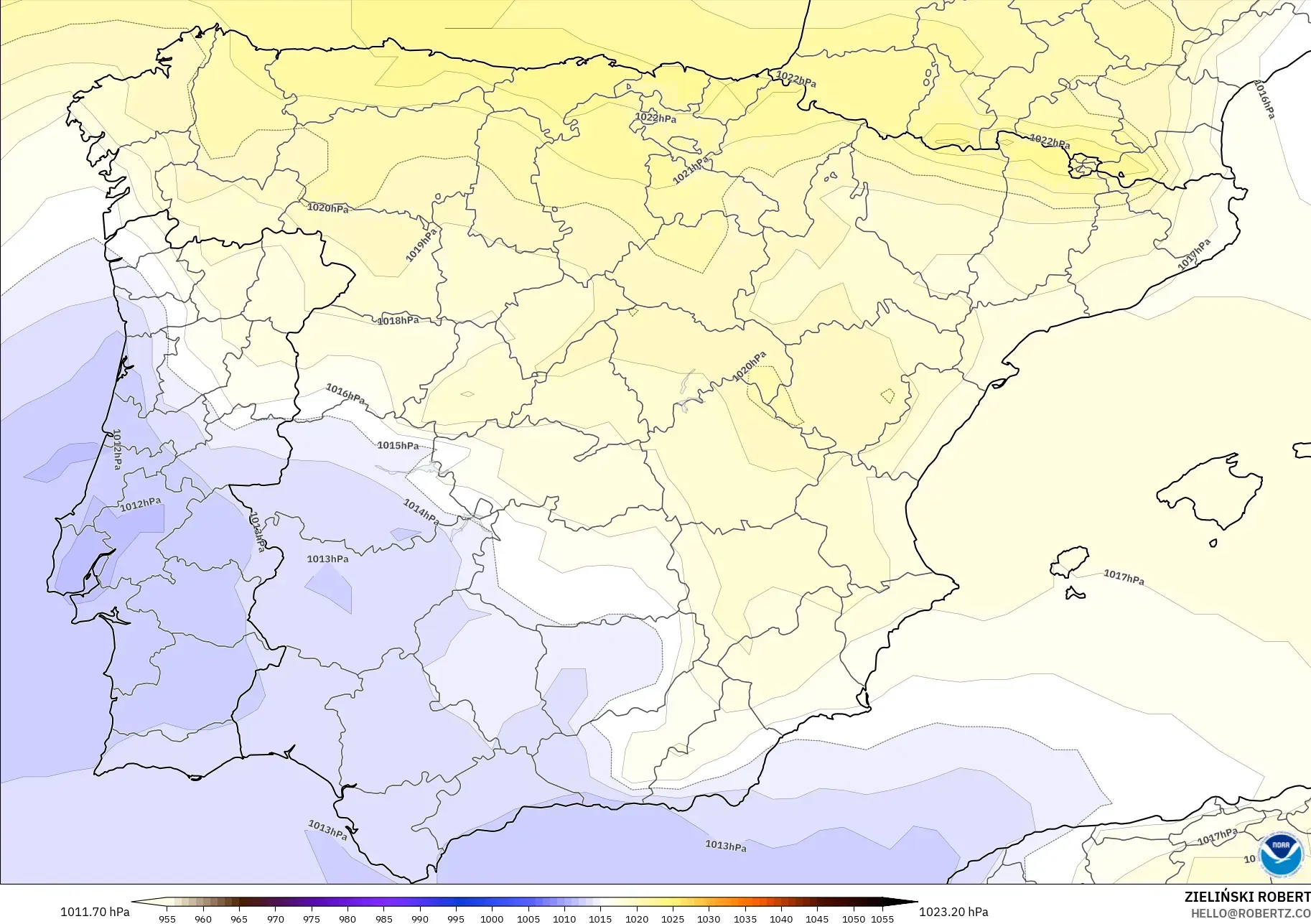 GFS model - Sepanyol, Tekanan