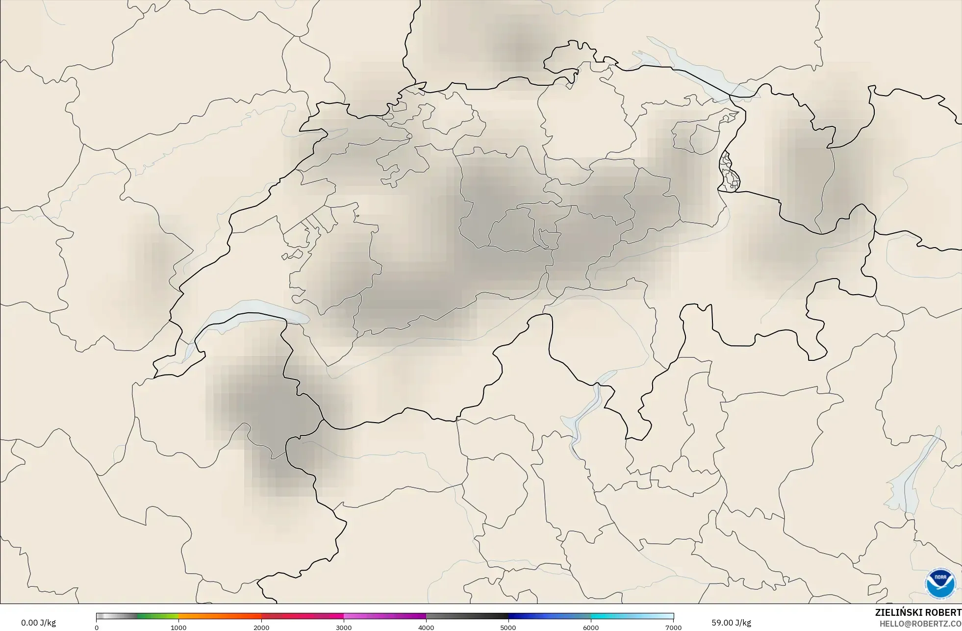 GFS modelo - Switzerland, CAPE
