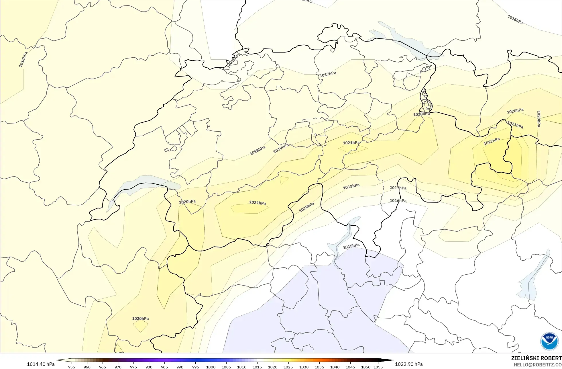 GFS model - Switzerland, Tekanan