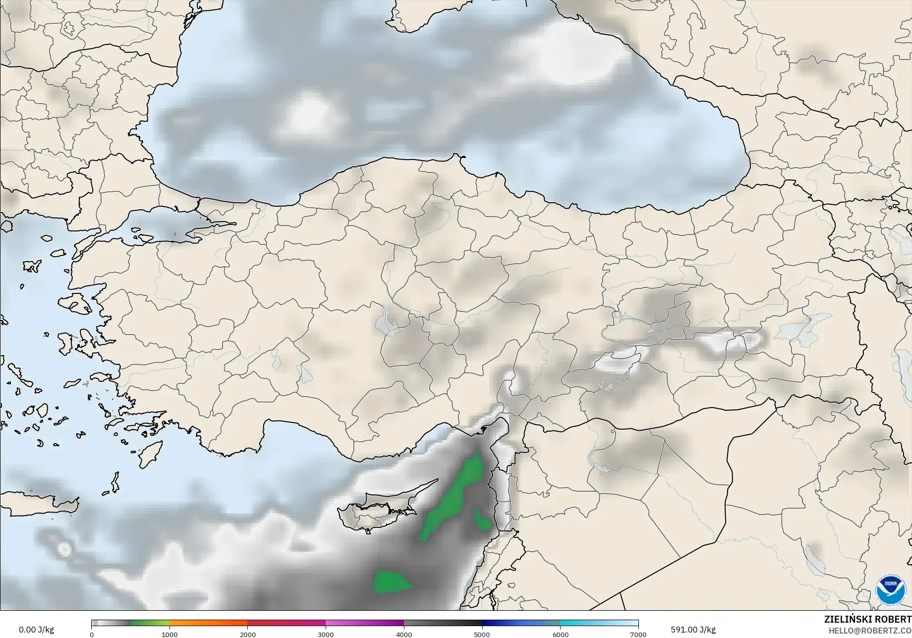 GFS modelo - Turkey, CAPE