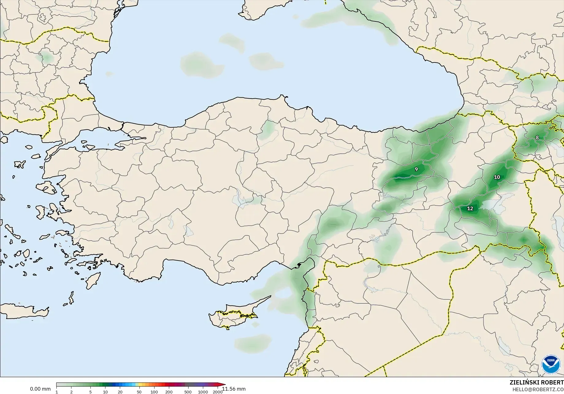 GFS model - Turki, Pengumpulan Hujan