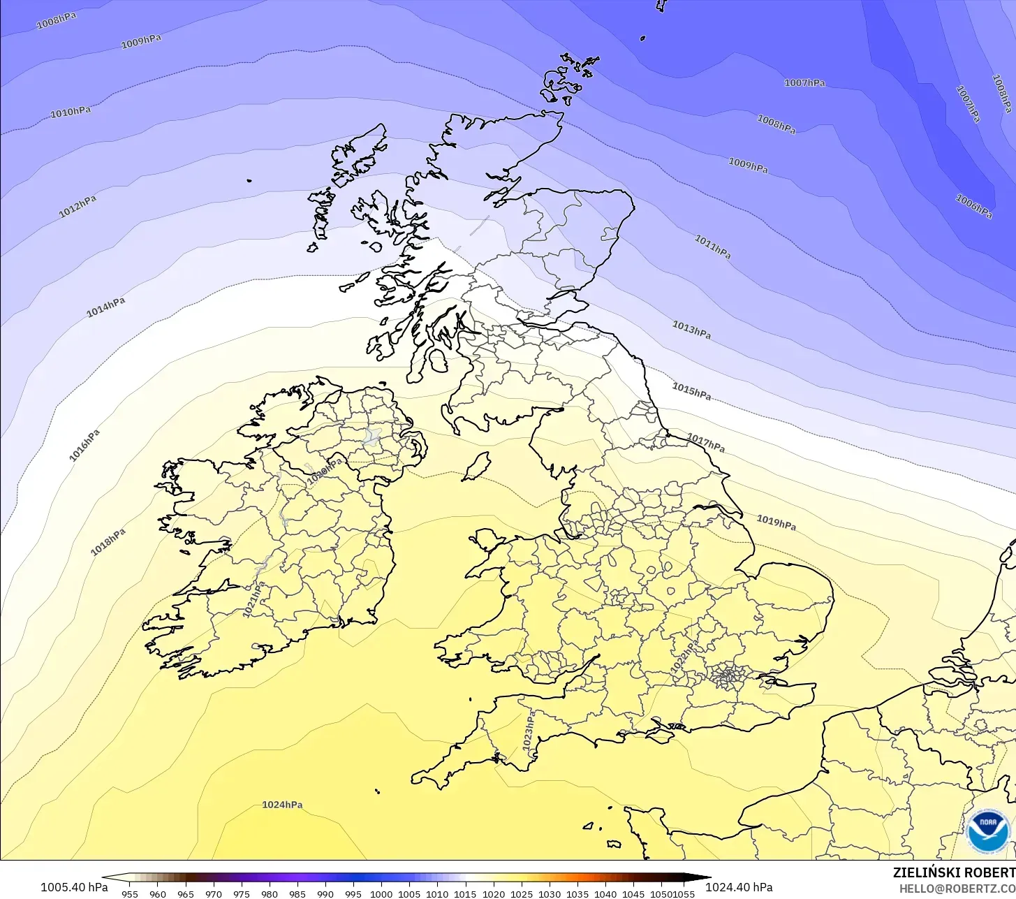 GFS model - United Kingdom, Tekanan