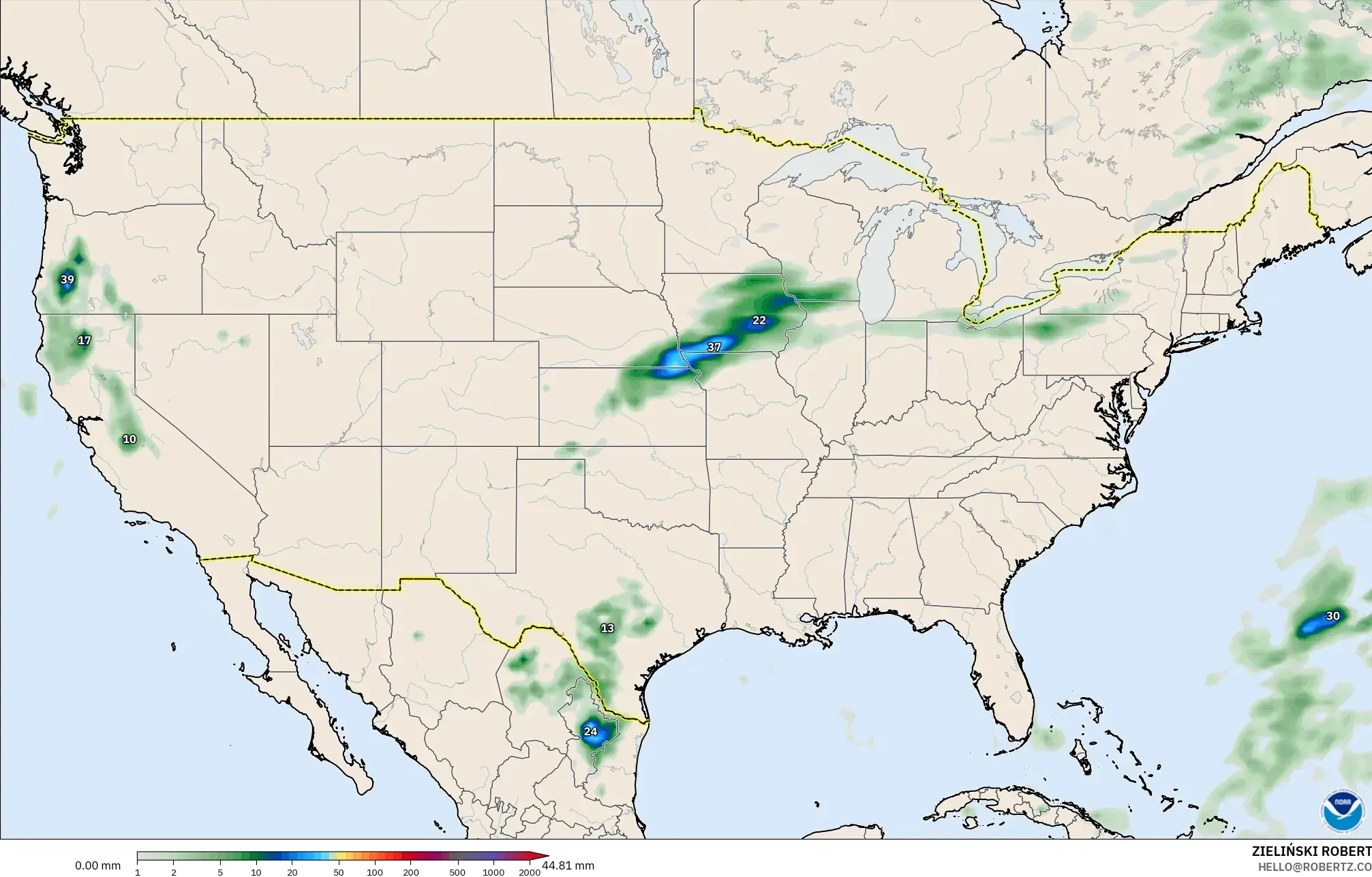 GFS model - Amerika Syarikat, Pengumpulan Hujan