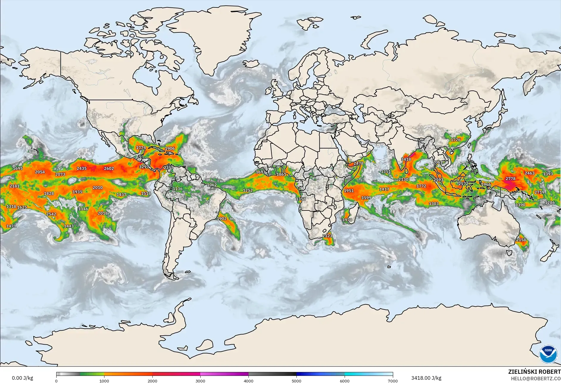 GFS model - Dunia, CAPE