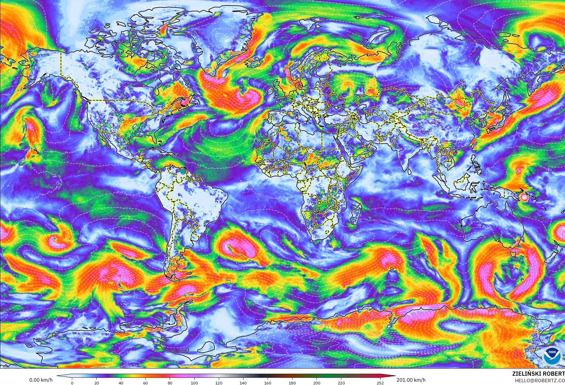 GFS model - Dunia, Hembusan Tertinggi