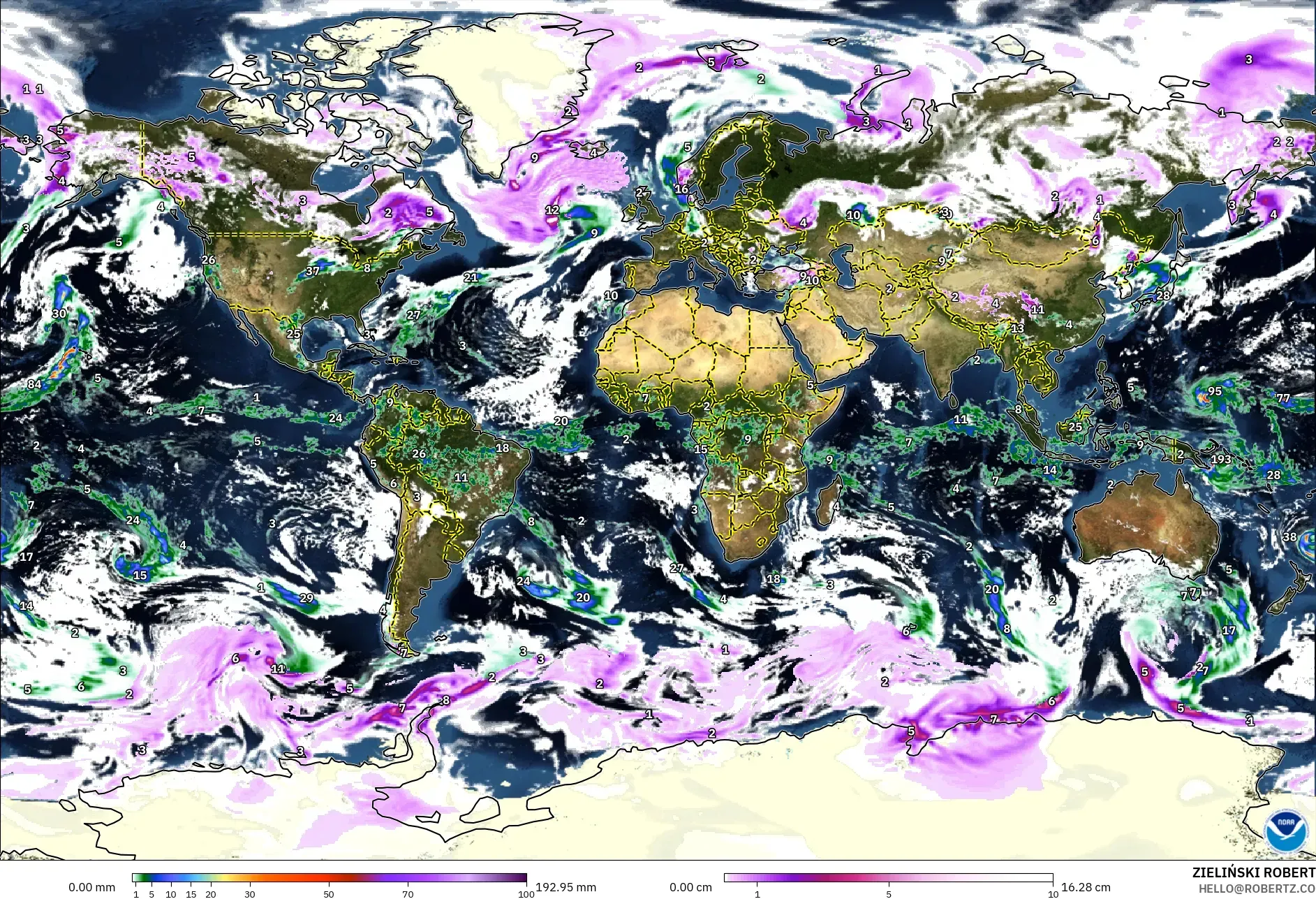 GFS model - Dunia, Hujan, Awan dan Tekanan