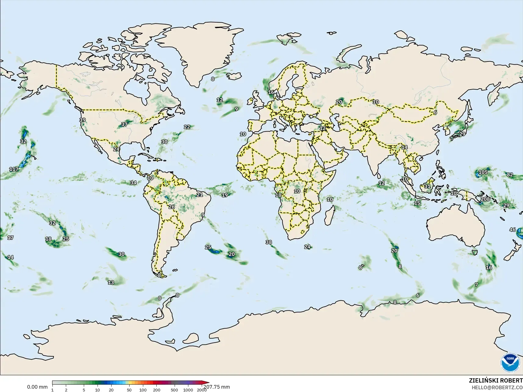 GFS model - Dunia, Pengumpulan Hujan