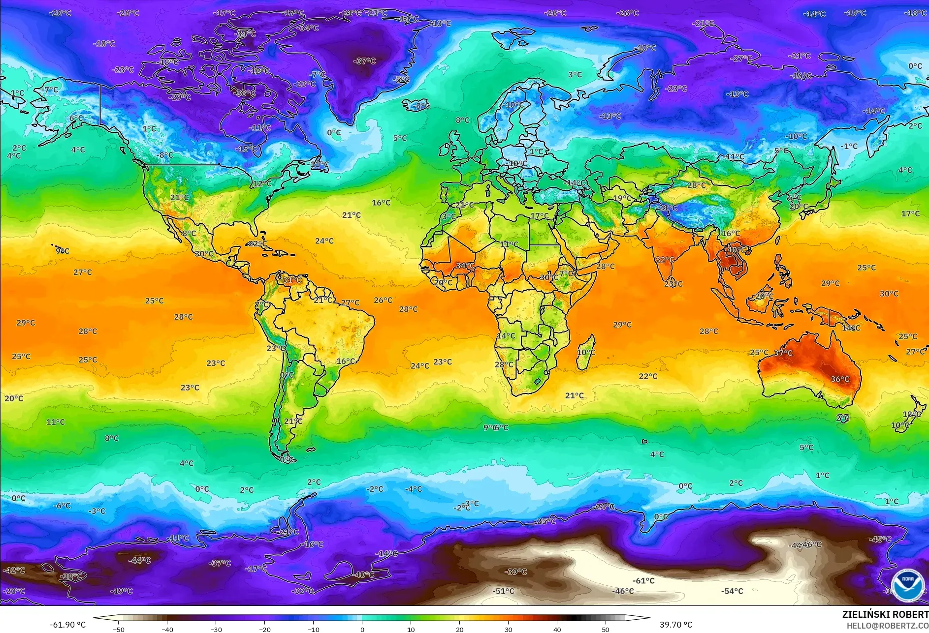 GFS model - Dunia, Suhu pada 2 m