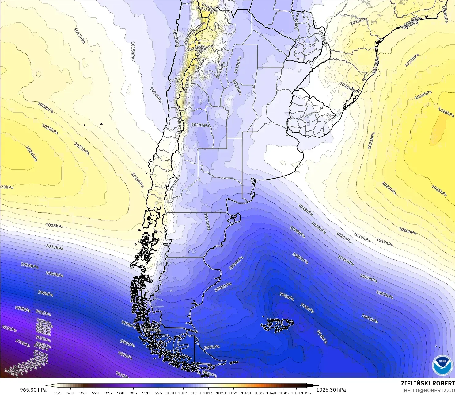 GFS model - Argentina, Tekanan
