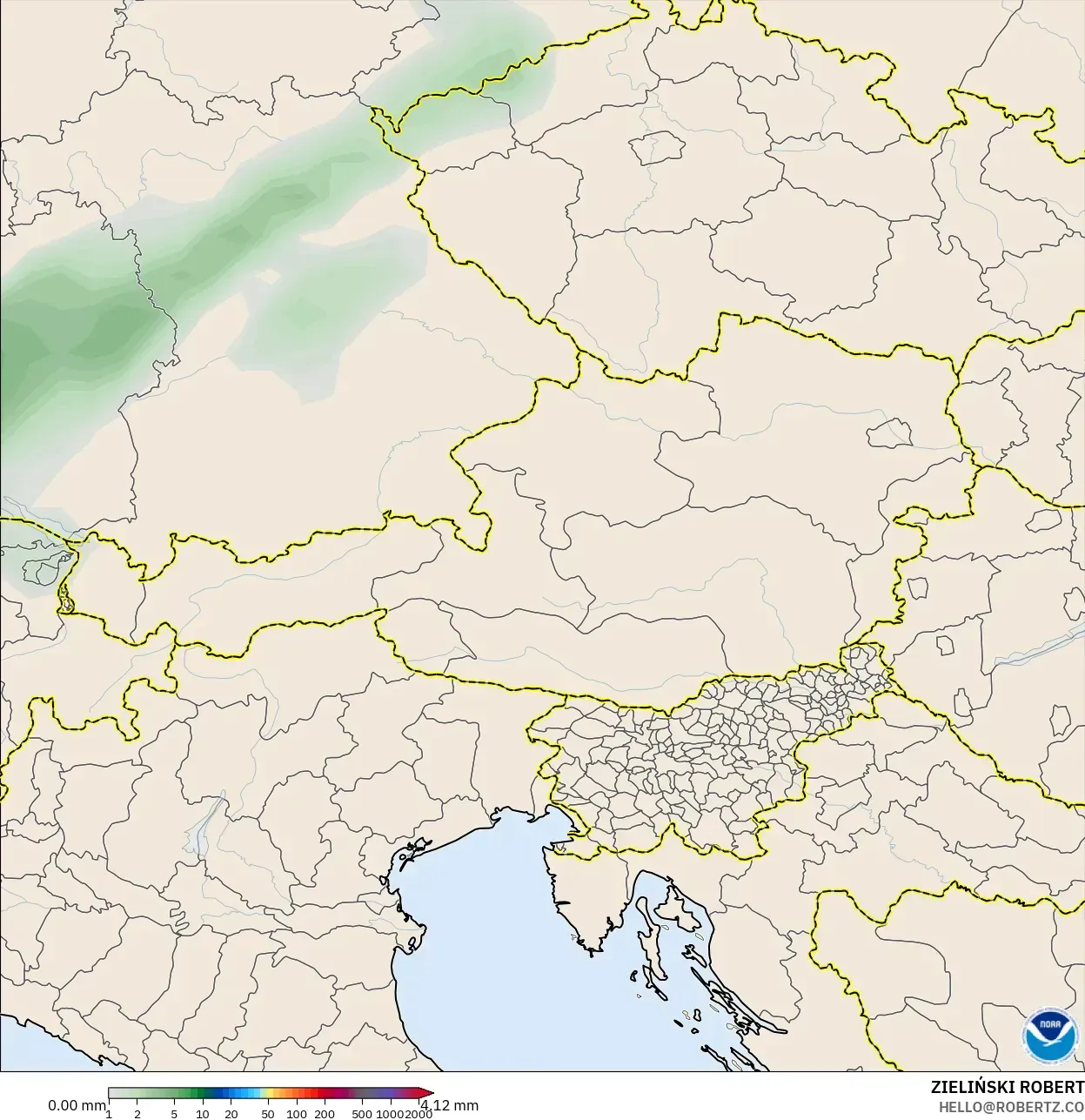 GFS model - Austria, Akumulasi Curah Hujan