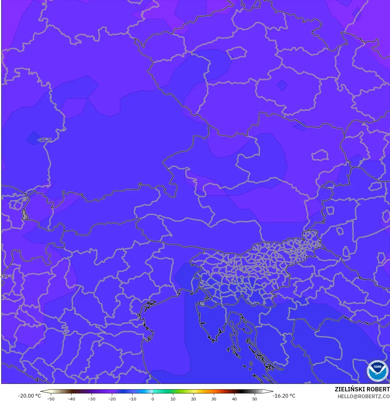 GFS model - Austria, Suhu 500 hPa