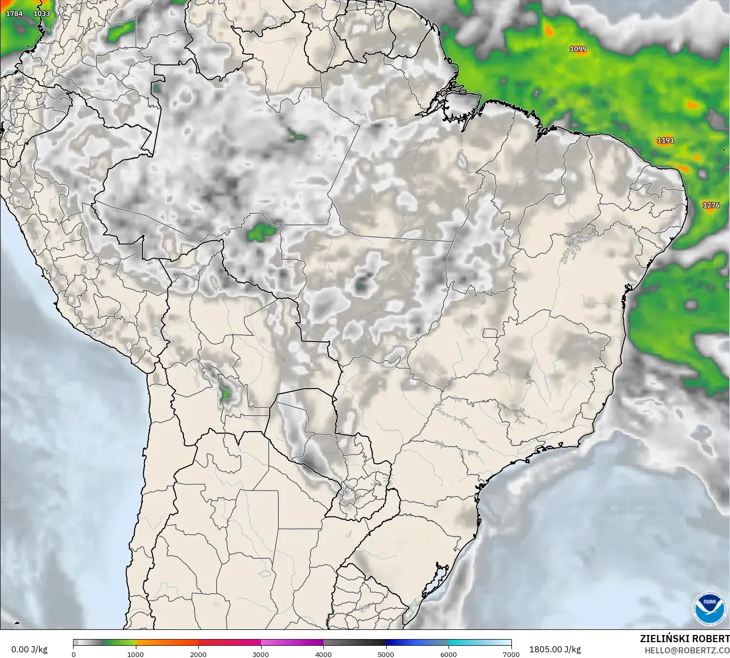 GFS model - Brasil, CAPE