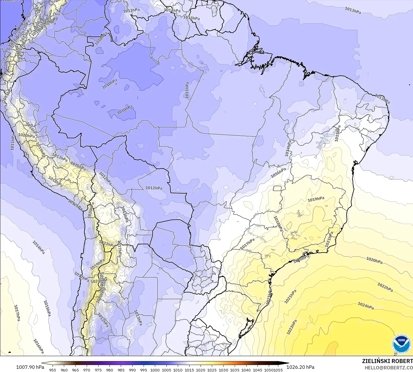 GFS model - Brasil, Tekanan