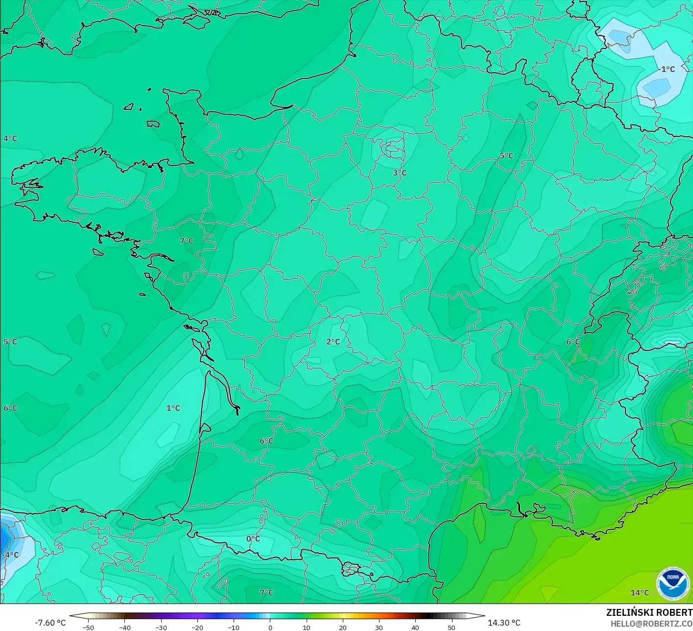 GFS model - Prancis, Titik Embun 2 m