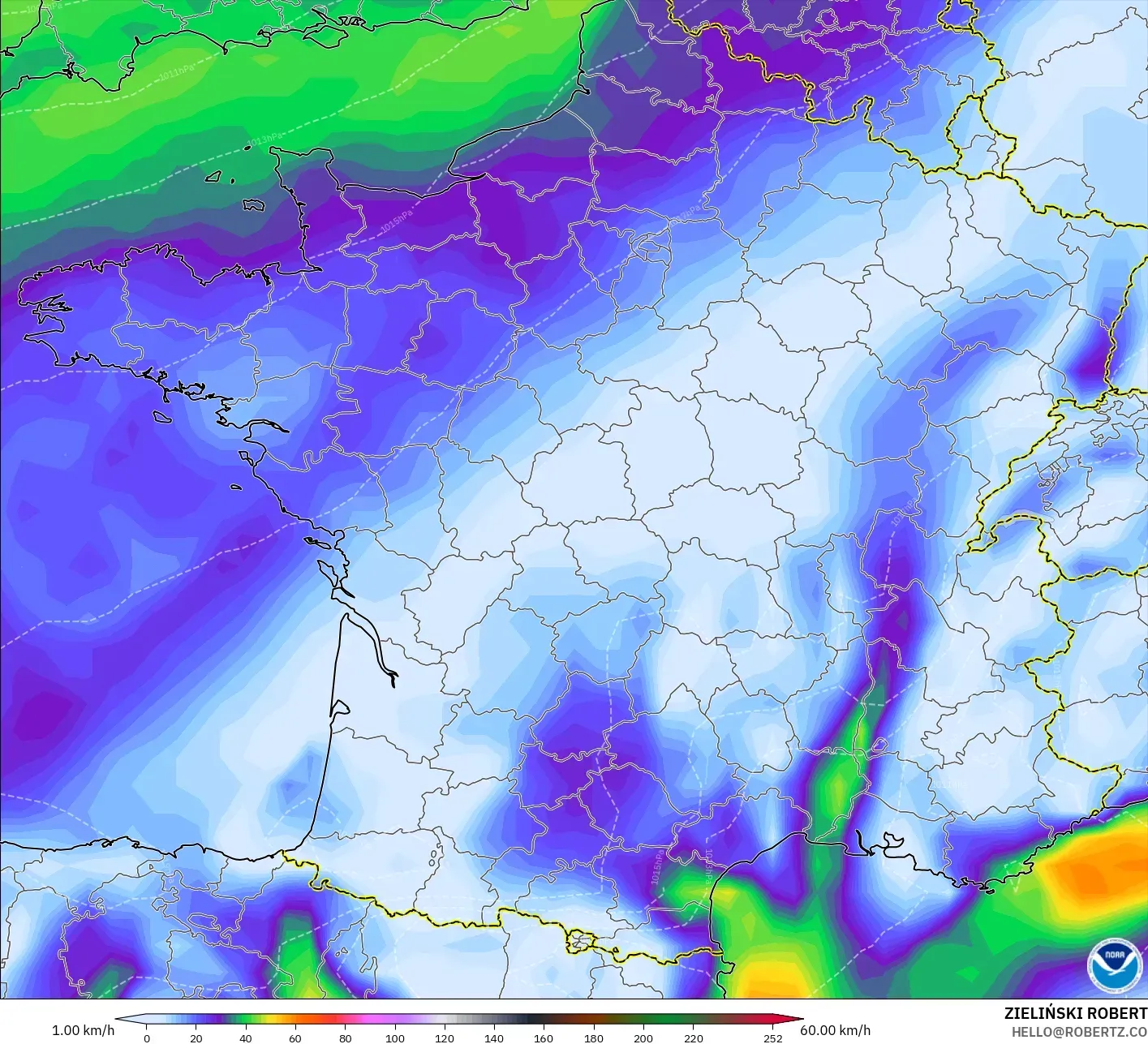 GFS model - Prancis, Puncak Hembusan
