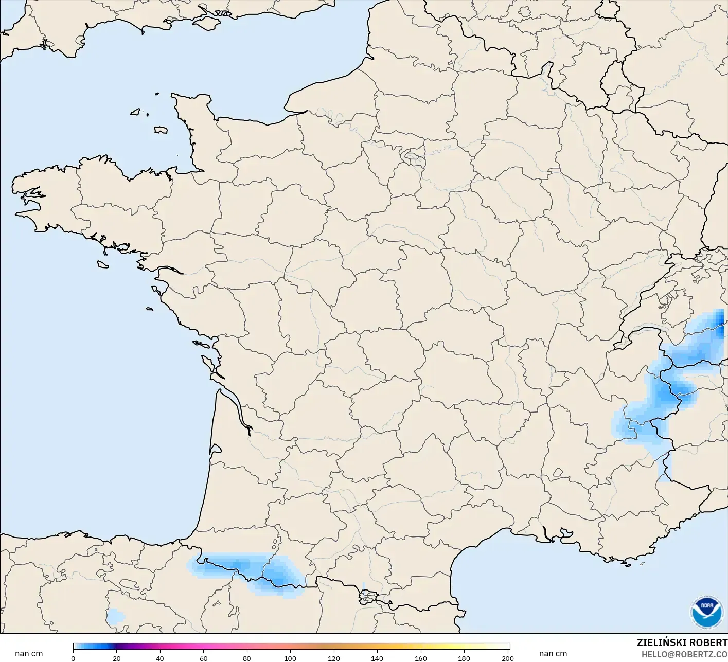 GFS model - Prancis, Kedalaman Salju