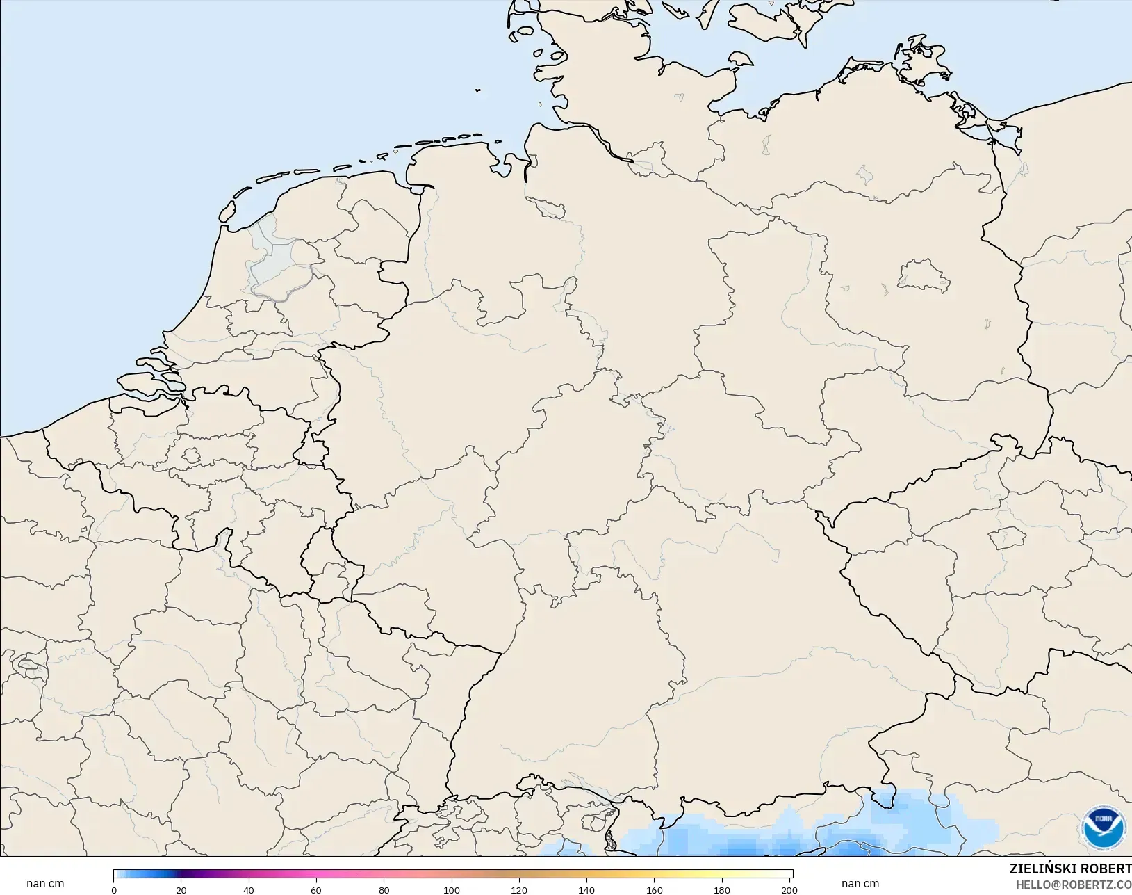 GFS model - Jerman, Kedalaman Salju