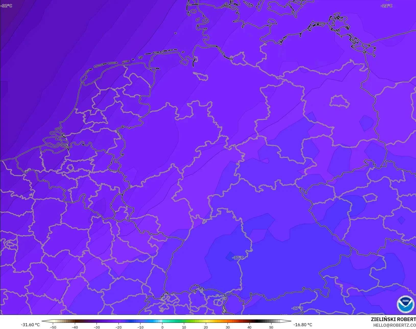 GFS model - Jerman, Suhu 500 hPa