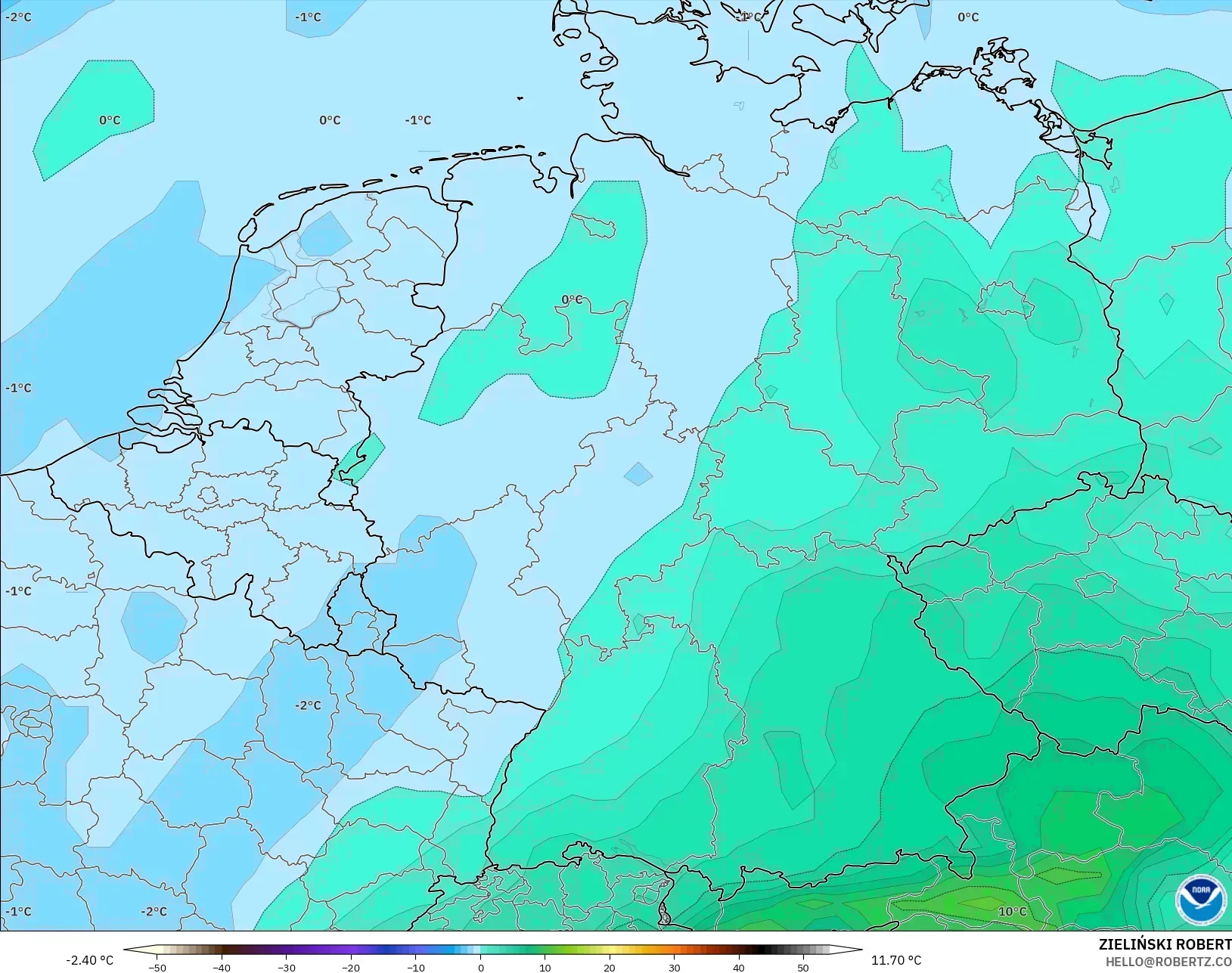 GFS model - Jerman, Suhu 850 hPa