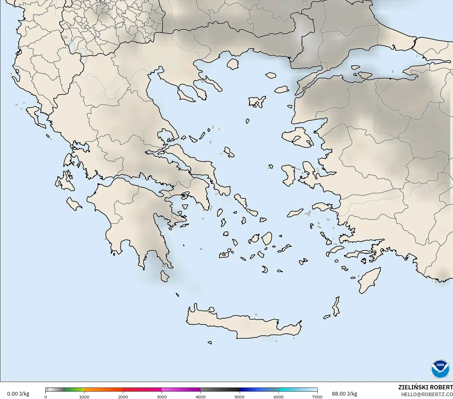 GFS model - Yunani, CAPE