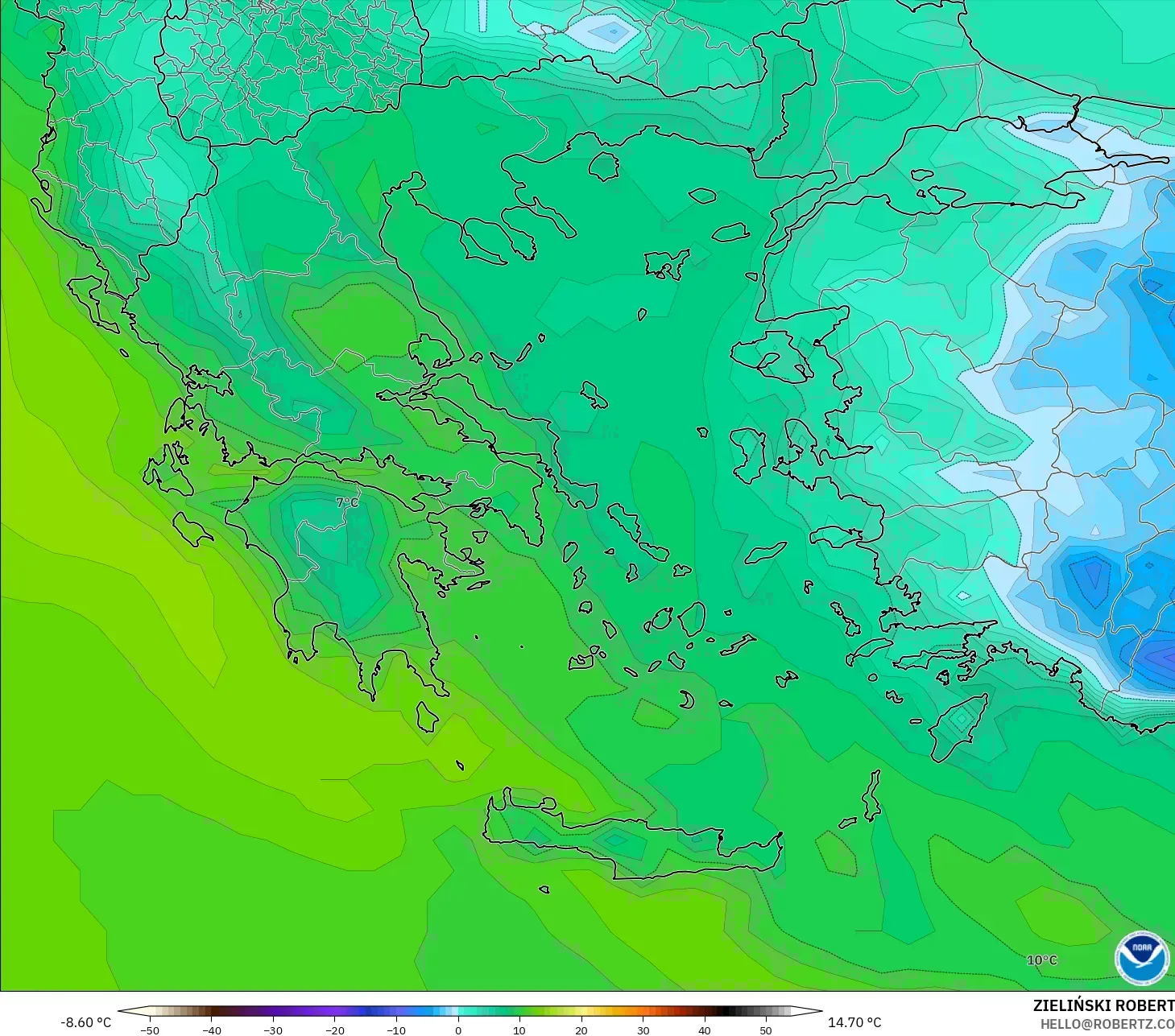 GFS model - Yunani, Titik Embun 2 m