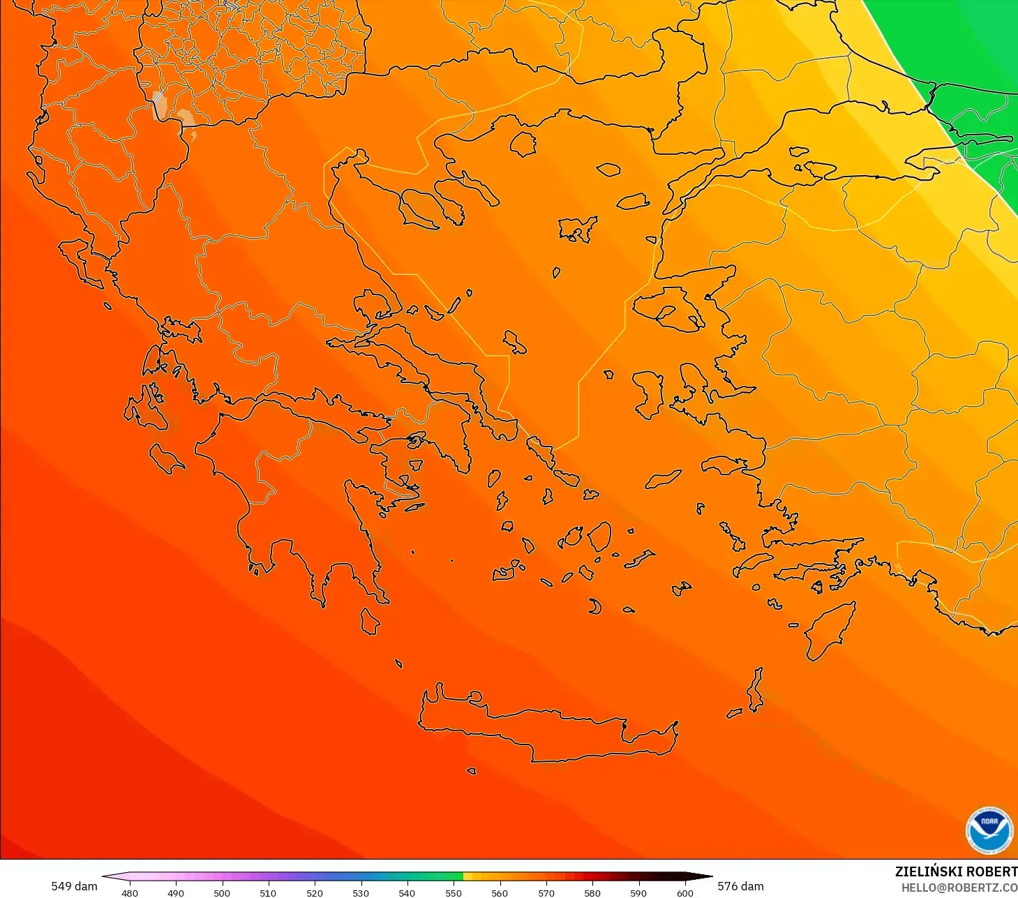 GFS model - Yunani, Ketinggian geopotensial pada 500 hPa