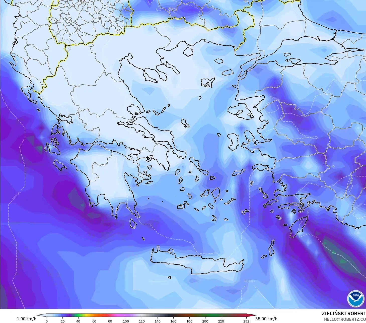 GFS model - Yunani, Puncak Hembusan