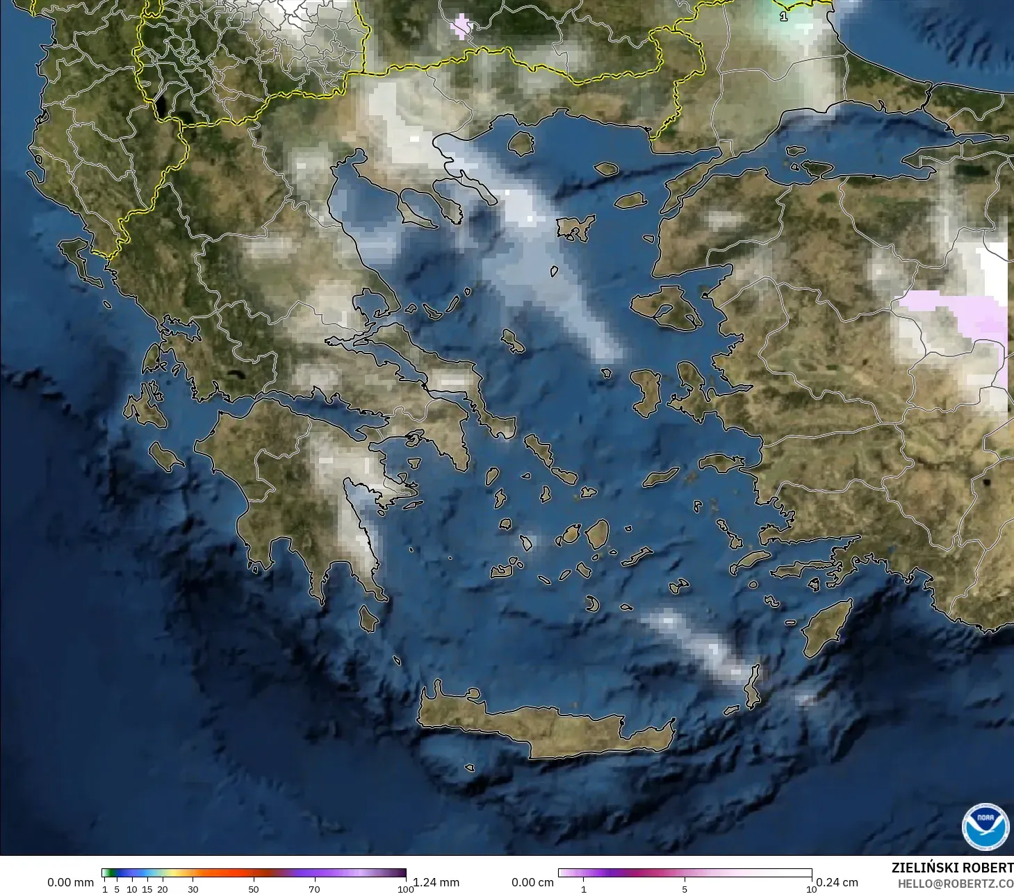 GFS model - Yunani, Curah Hujan, Awan, dan Tekanan