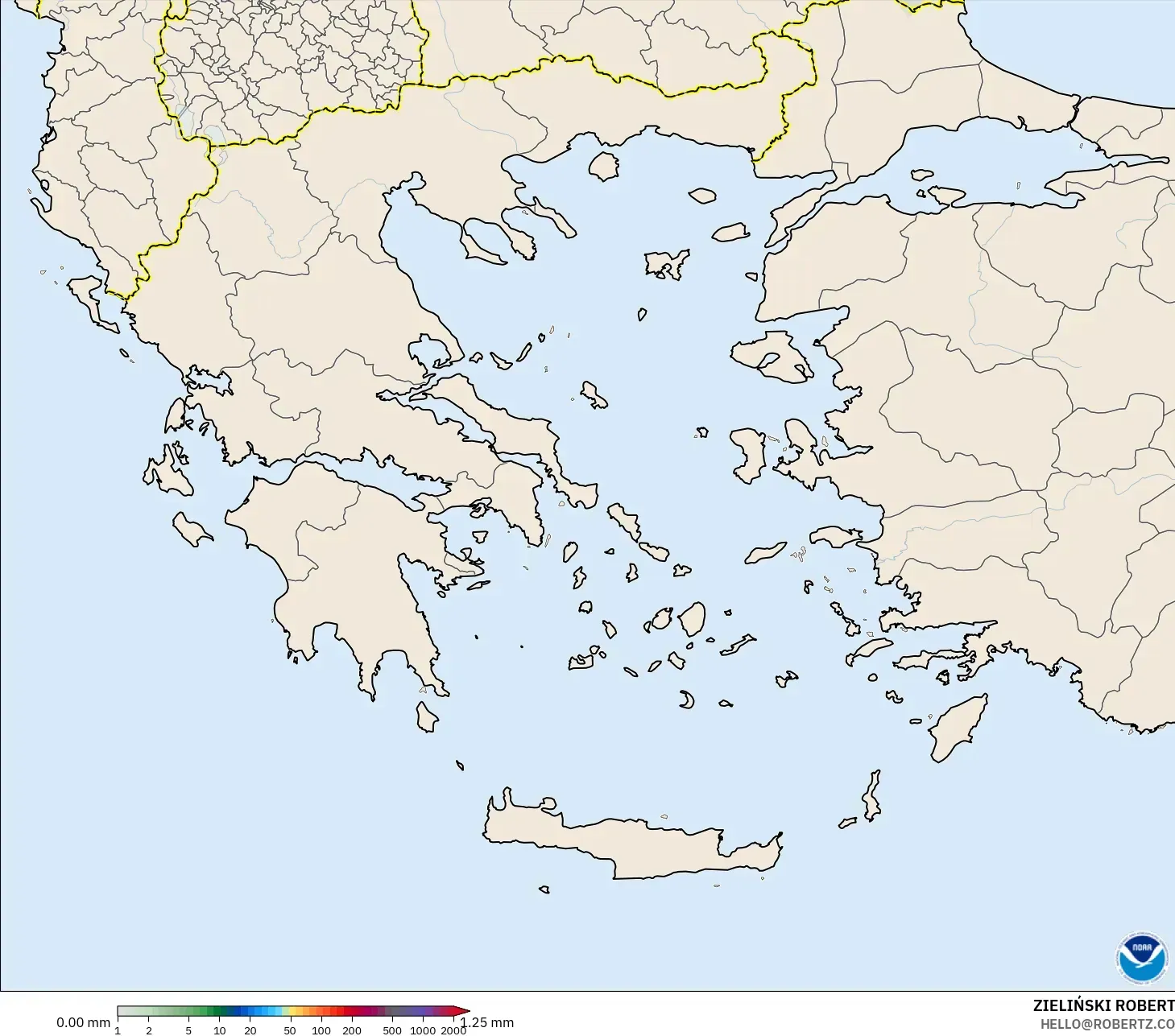 GFS model - Yunani, Akumulasi Curah Hujan