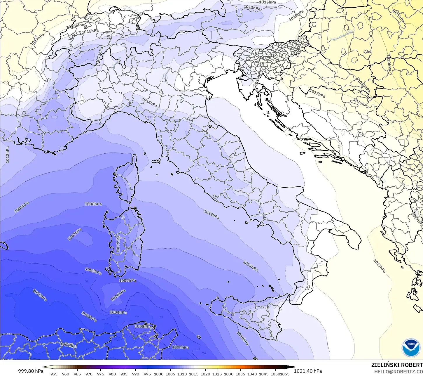 GFS model - Italia, Tekanan