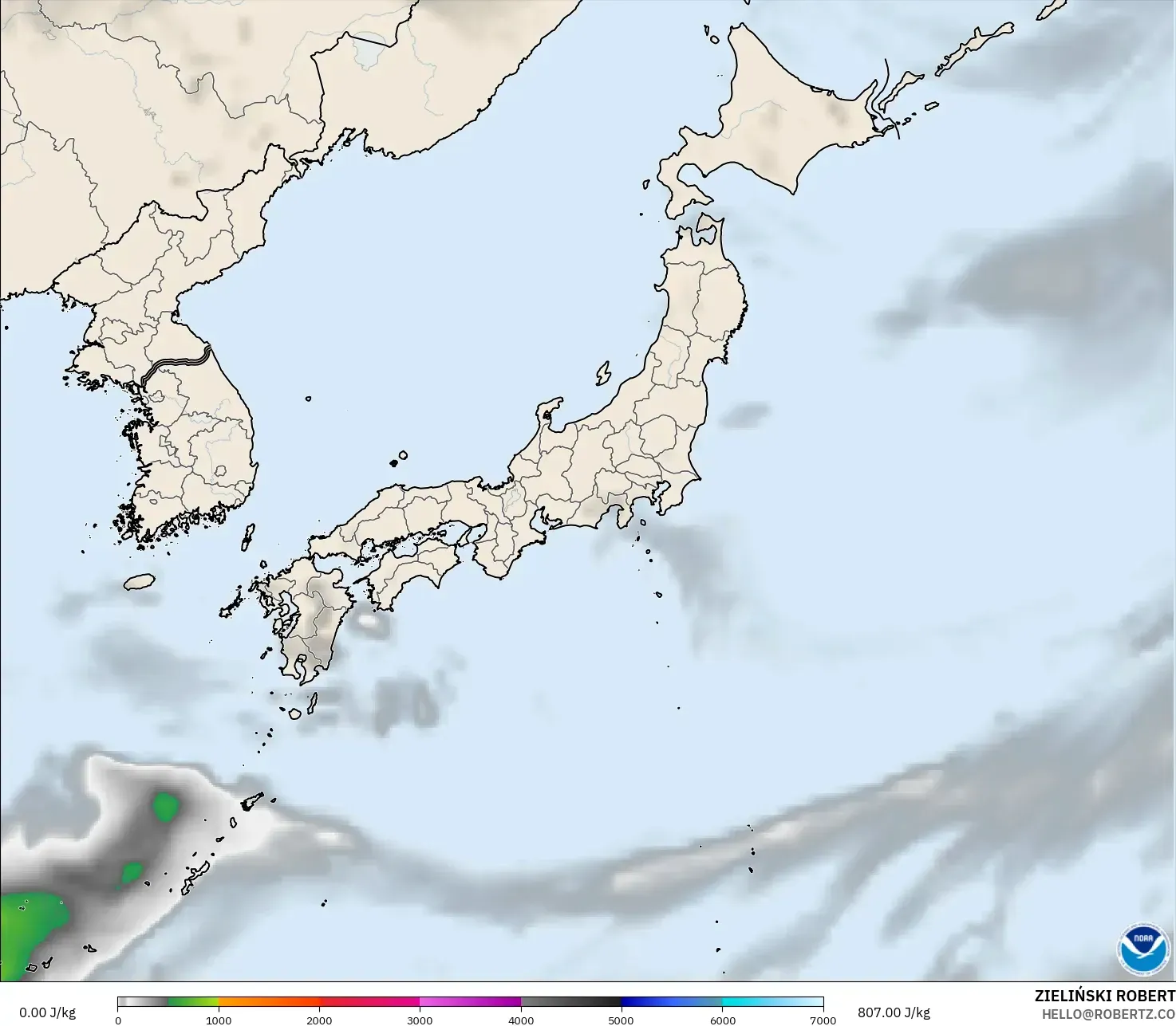GFS model - Jepang, CAPE