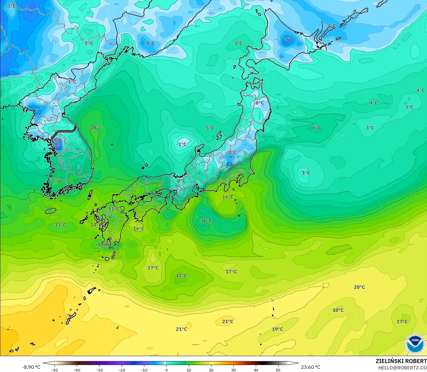 GFS model - Jepang, Titik Embun 2 m