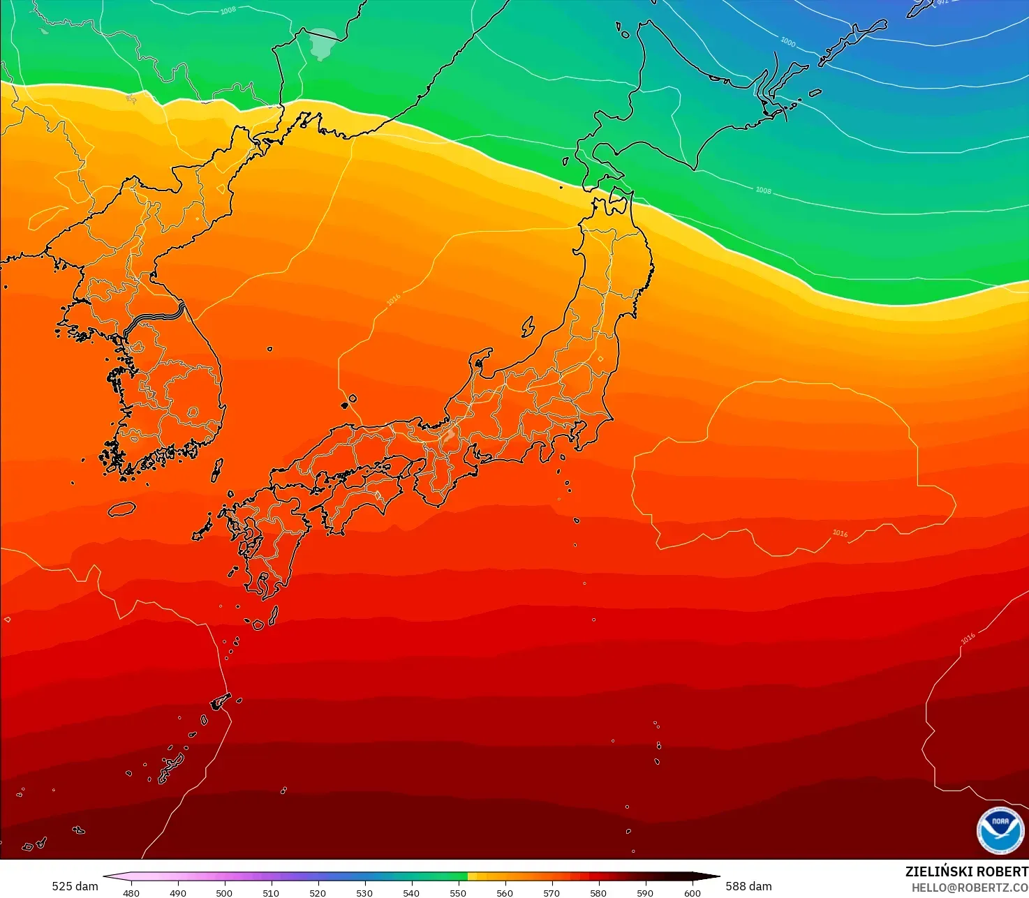 GFS model - Jepang, Ketinggian geopotensial pada 500 hPa