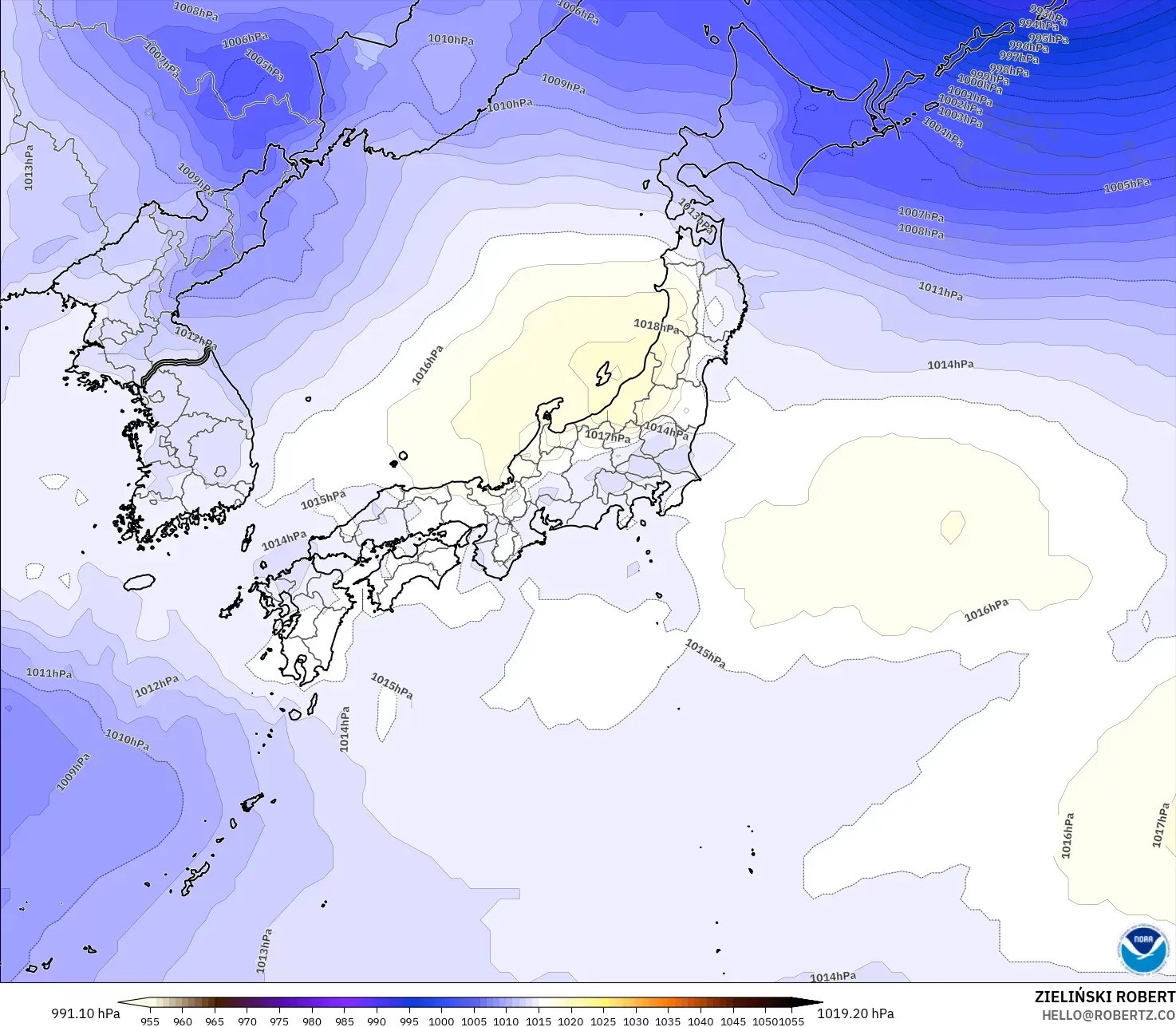 GFS model - Jepang, Tekanan