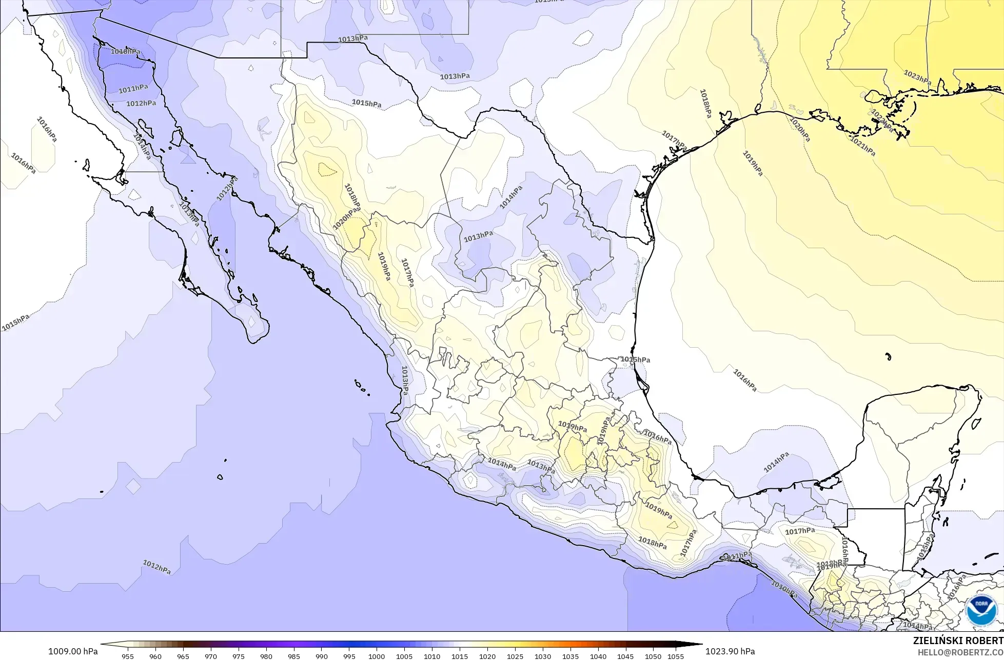GFS model - Meksiko, Tekanan
