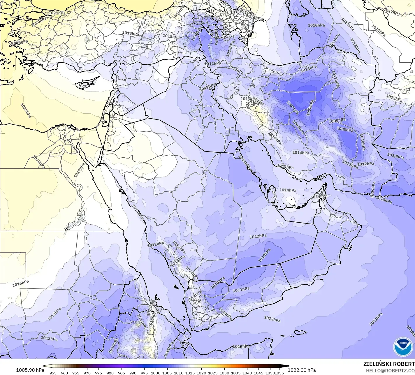 GFS model - Timur Tengah, Tekanan