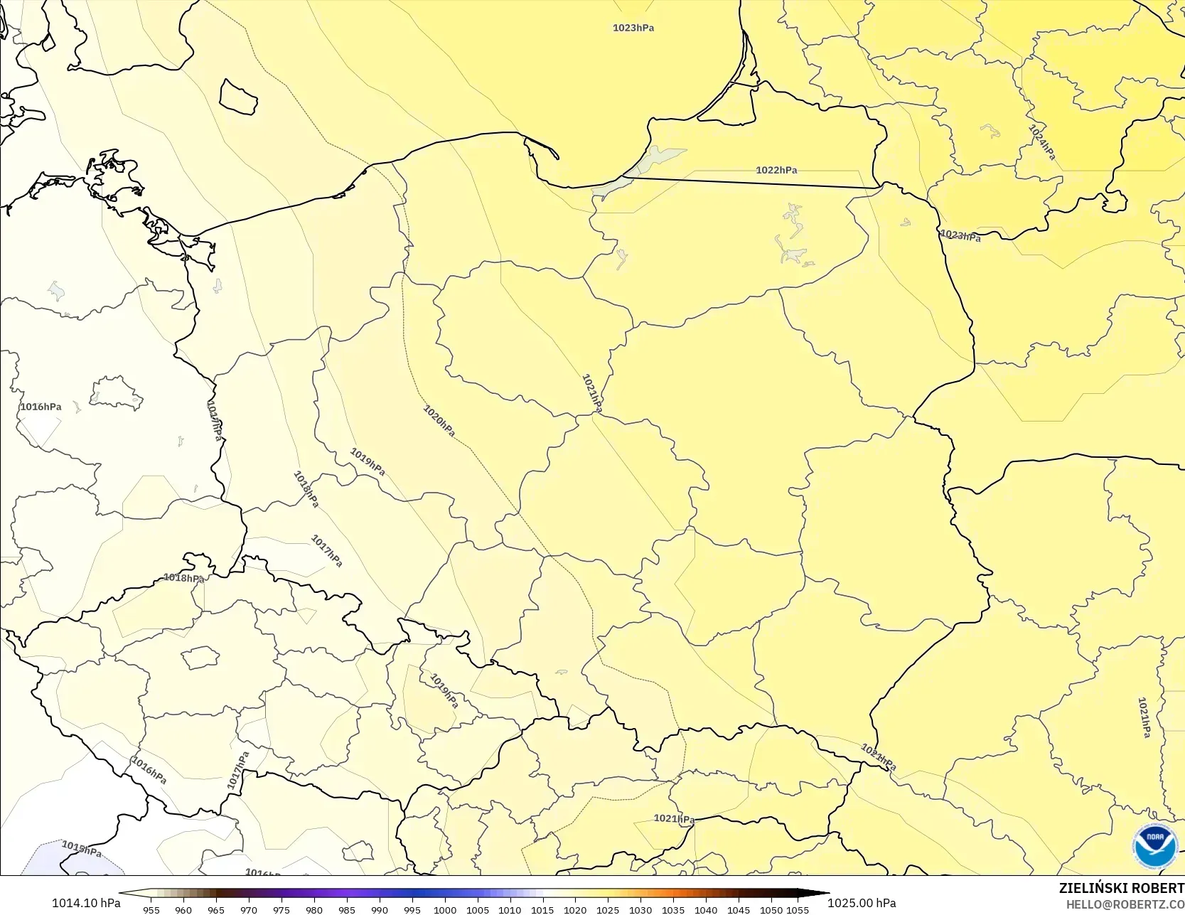 GFS model - Polandia, Tekanan