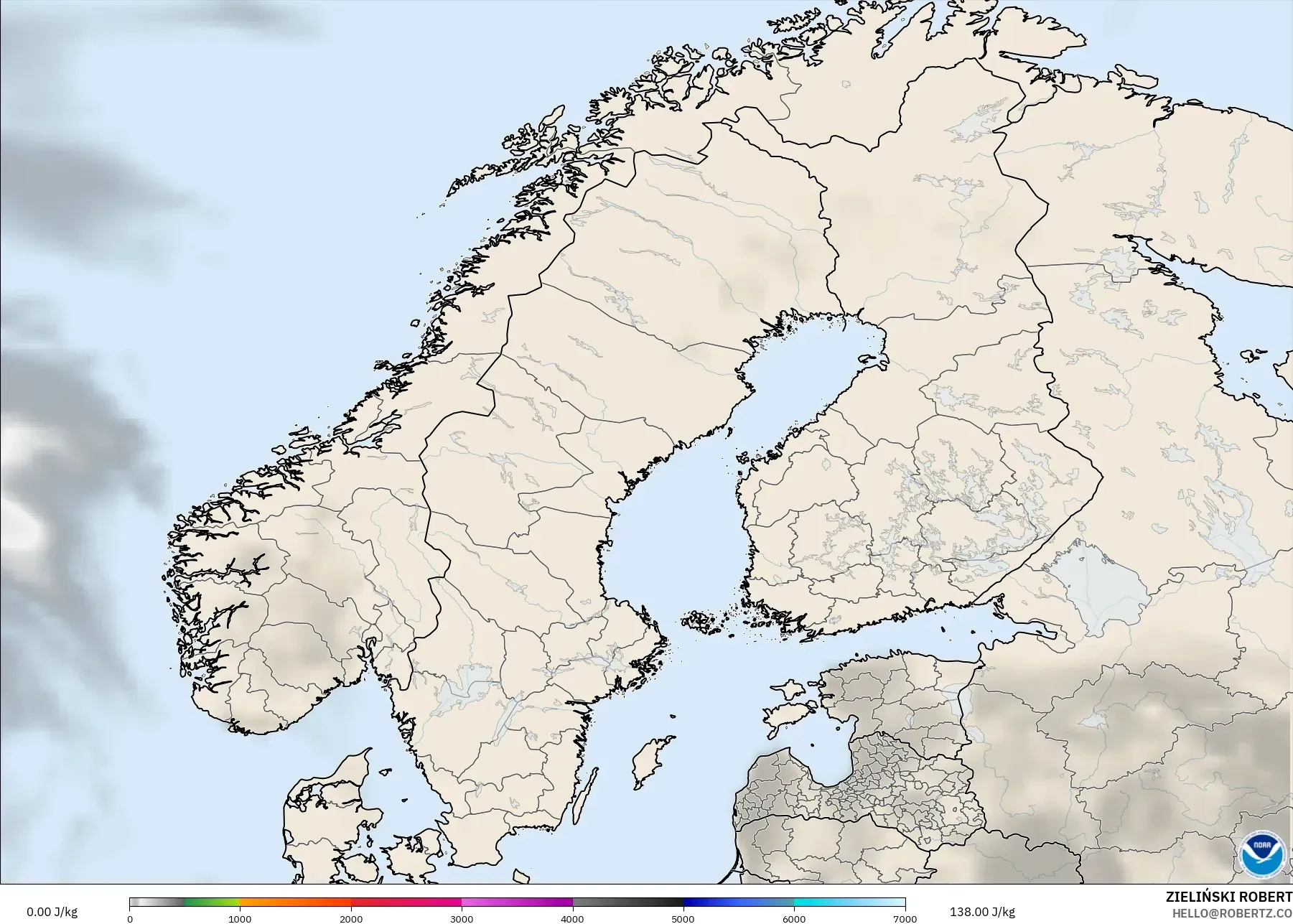 GFS model - Skandinavia, CAPE
