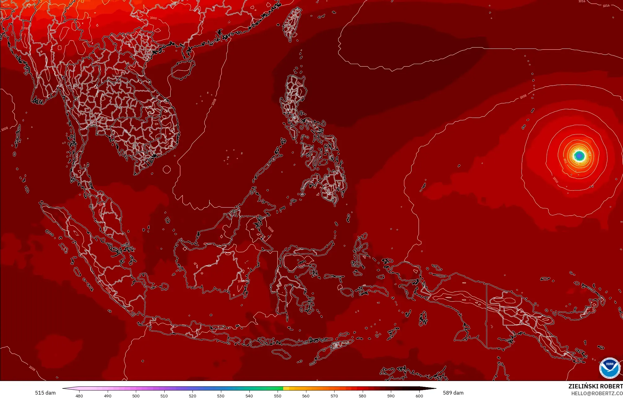 GFS model - Asia Tenggara, Ketinggian geopotensial pada 500 hPa