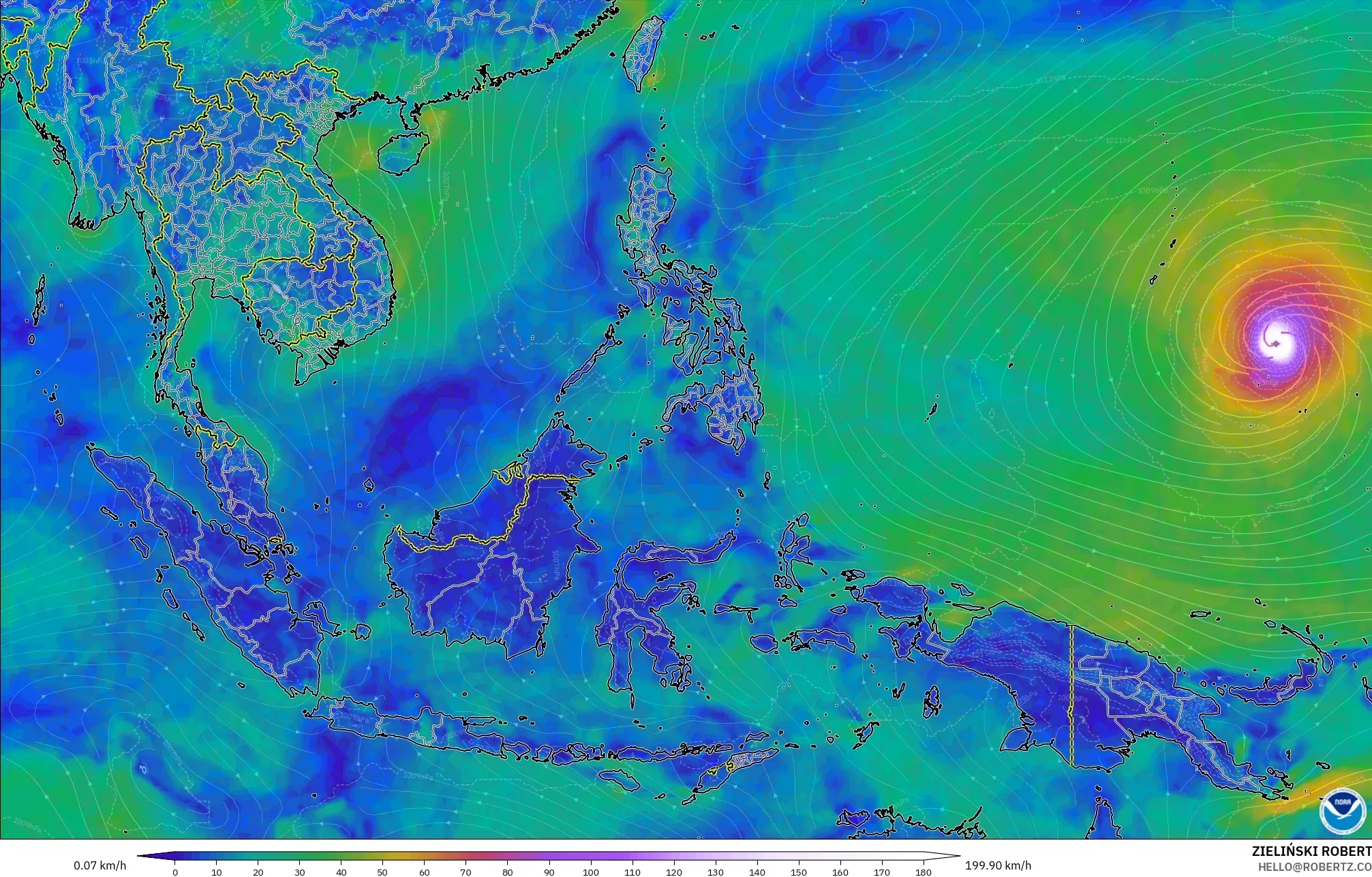 GFS model - Asia Tenggara, Angin 10 m