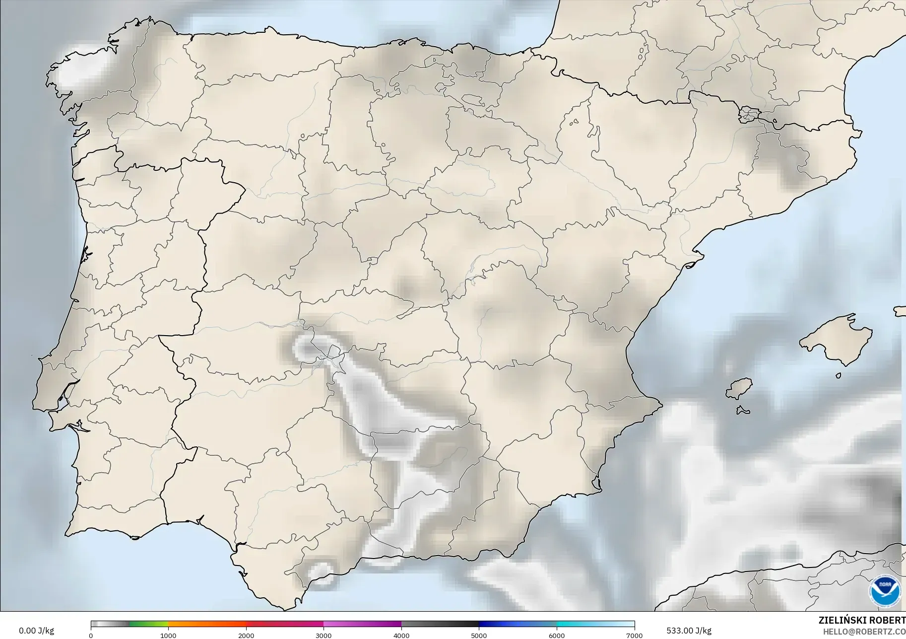 GFS model - Spanyol, CAPE
