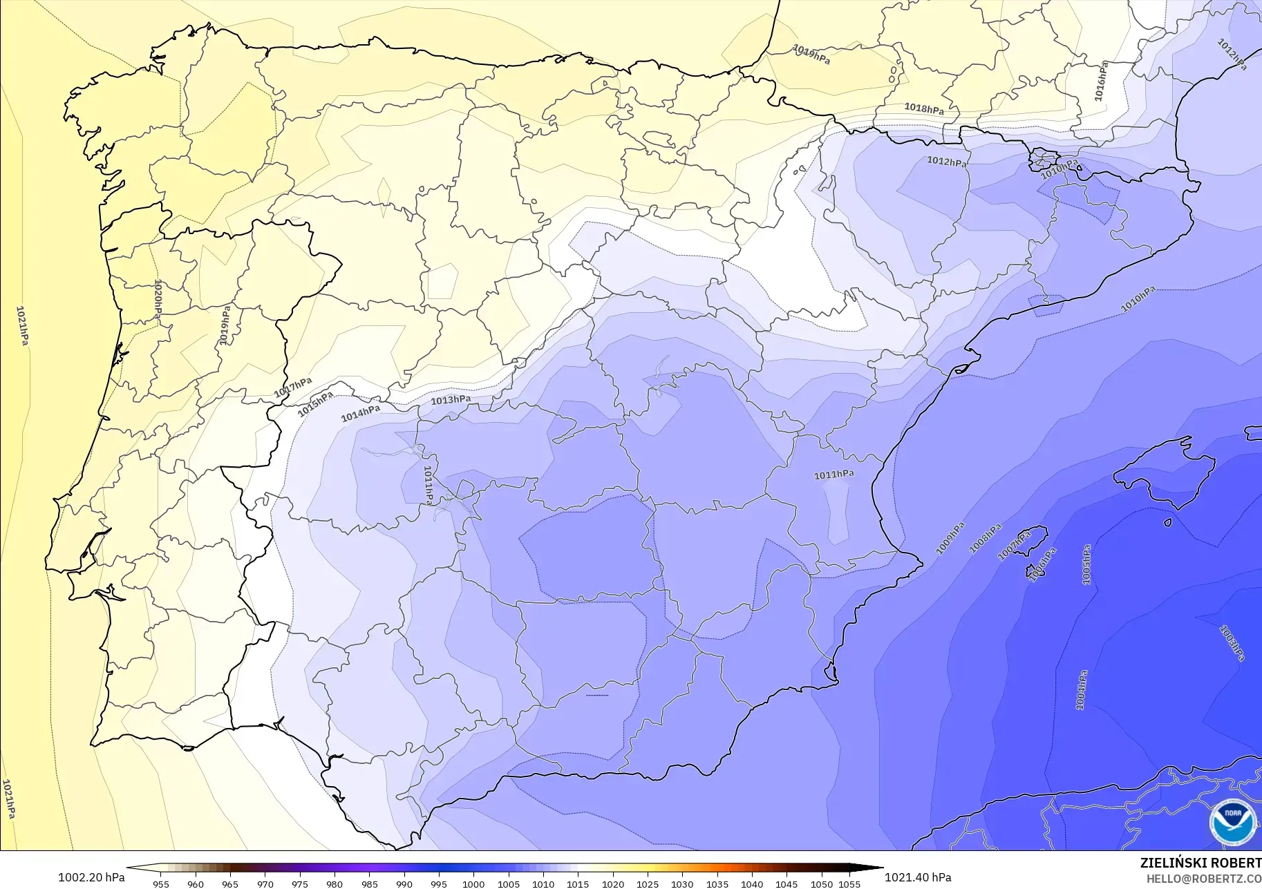 GFS model - Spanyol, Tekanan