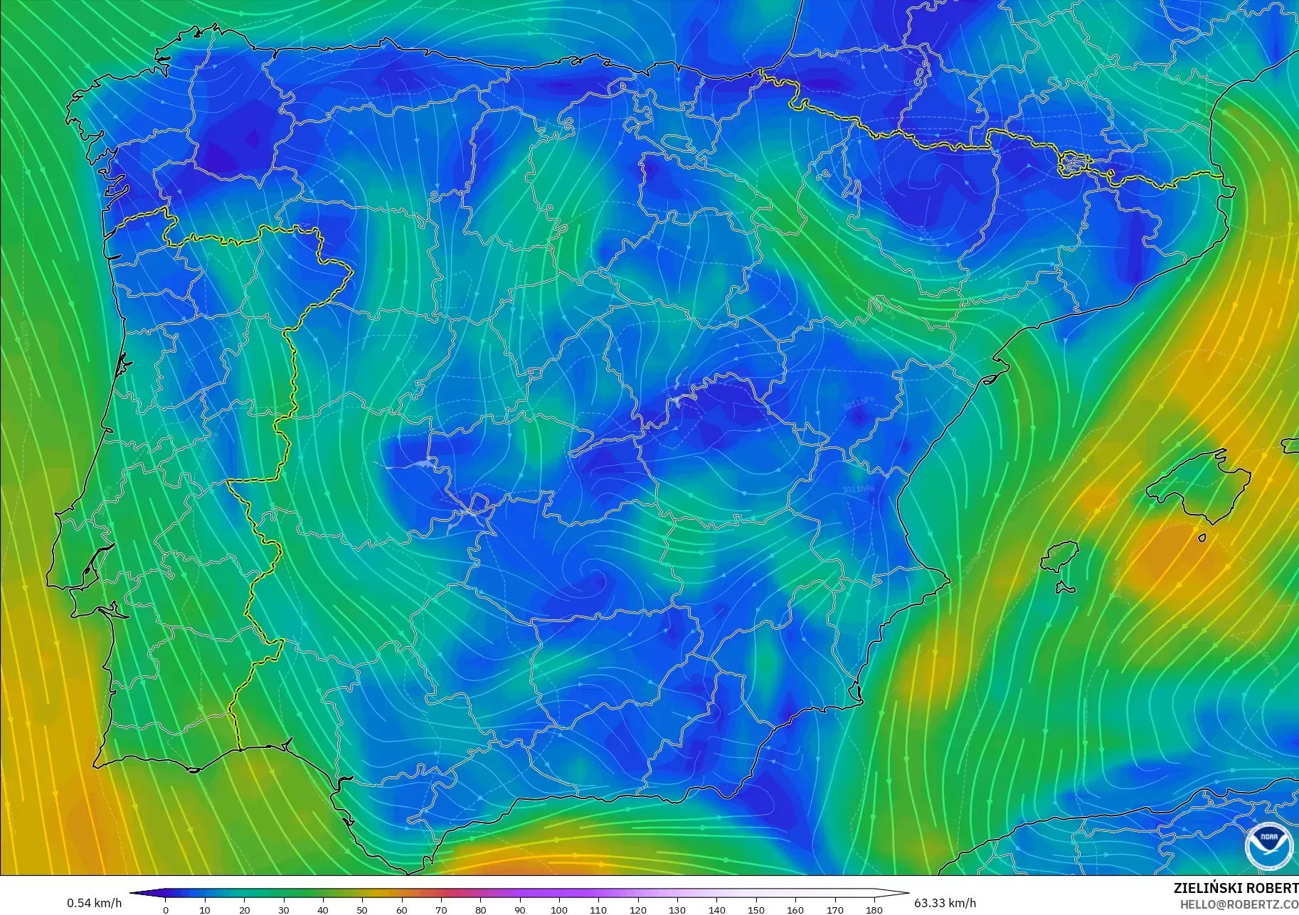 GFS model - Spanyol, Angin 10 m