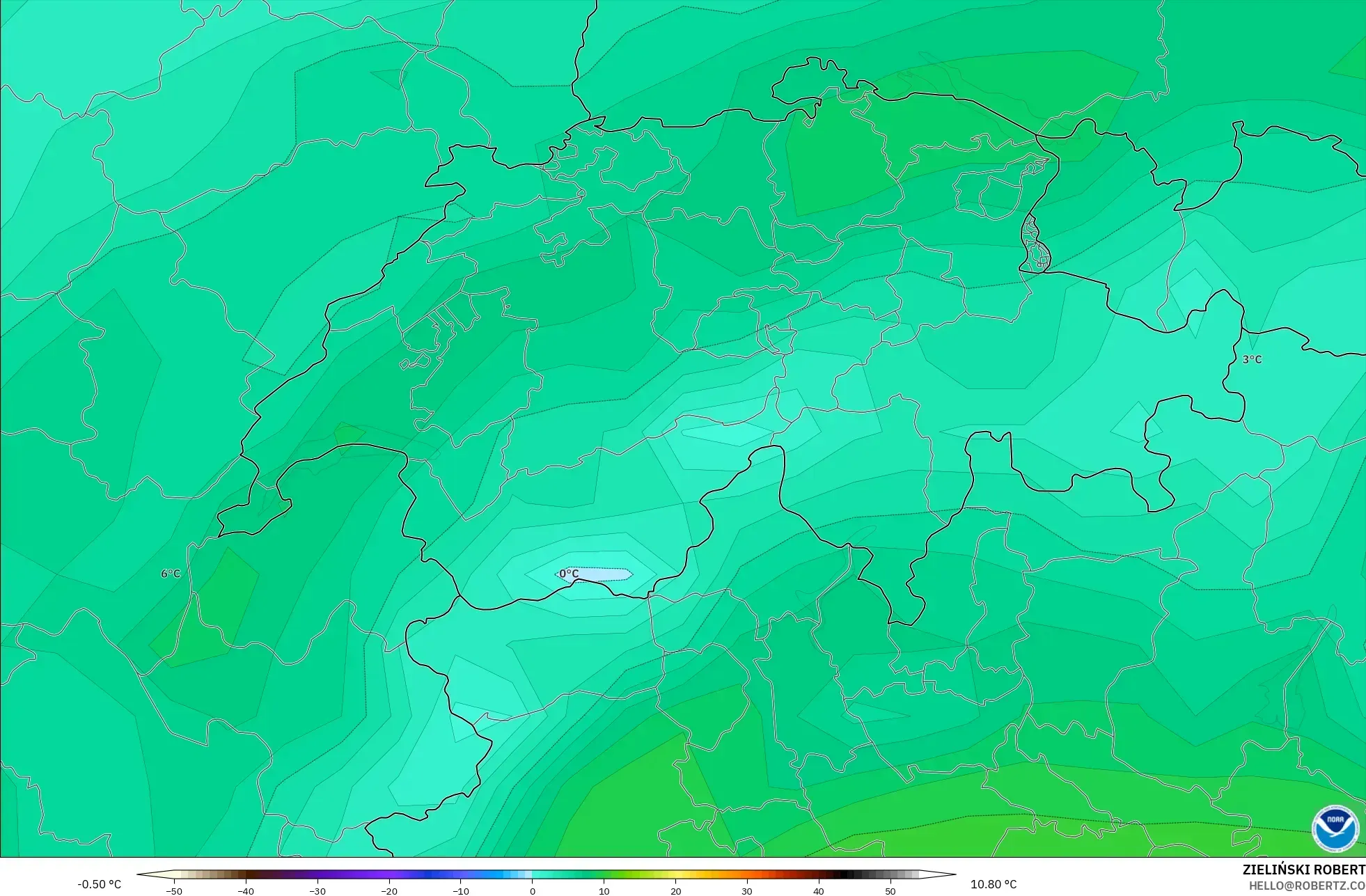 GFS model - Swiss, Titik Embun 2 m