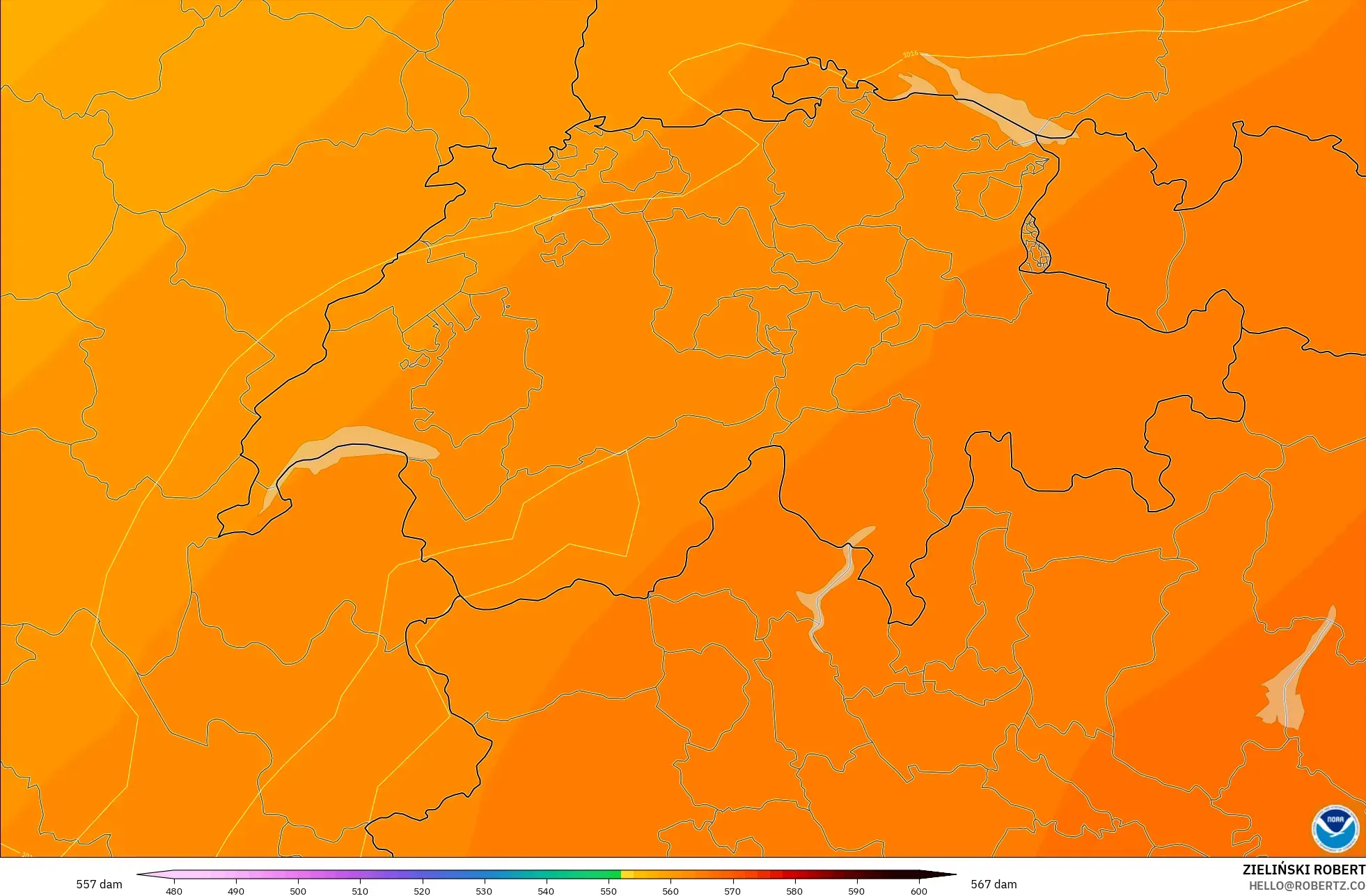 GFS model - Swiss, Ketinggian geopotensial pada 500 hPa