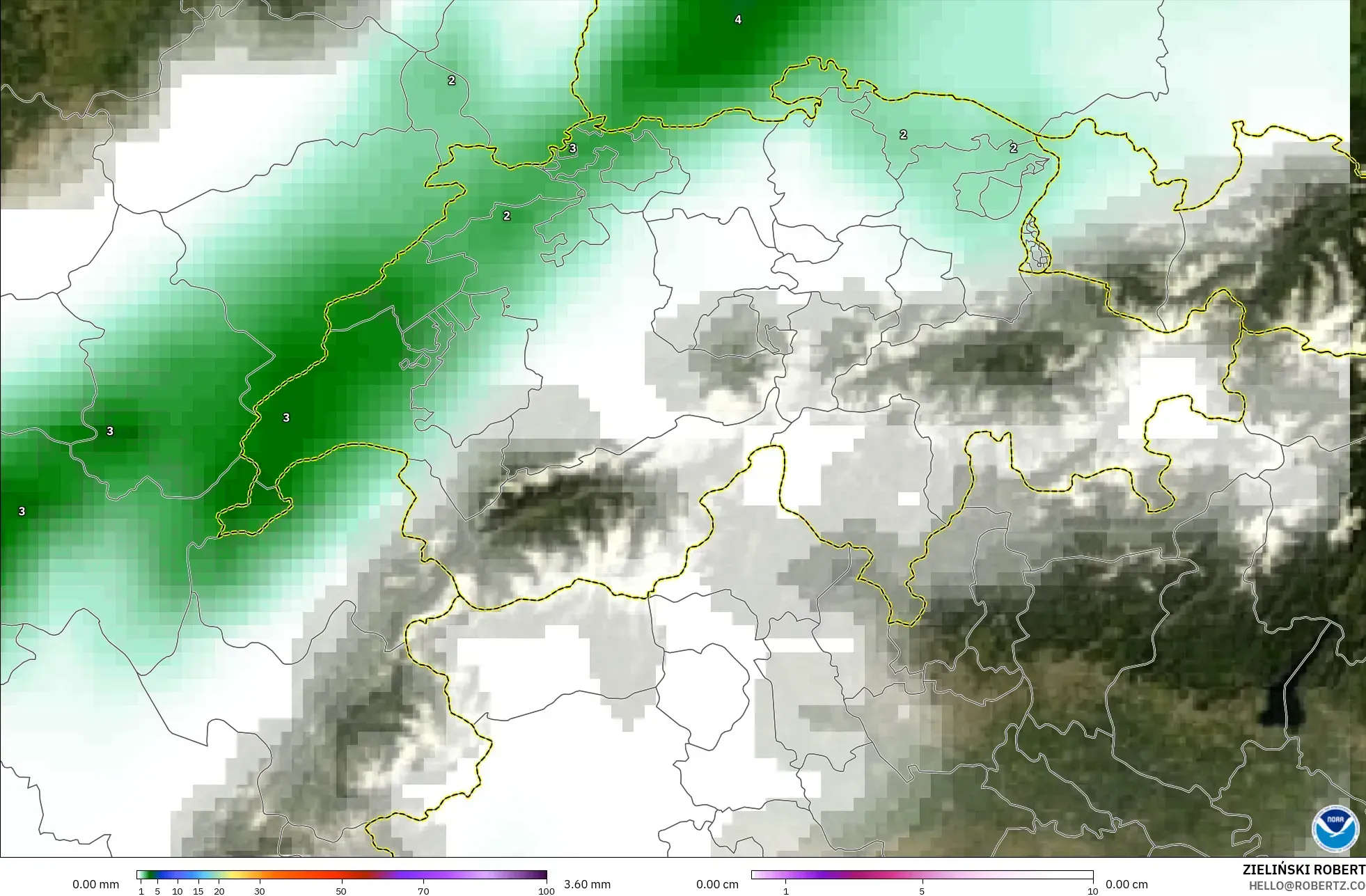 GFS model - Swiss, Curah Hujan, Awan, dan Tekanan